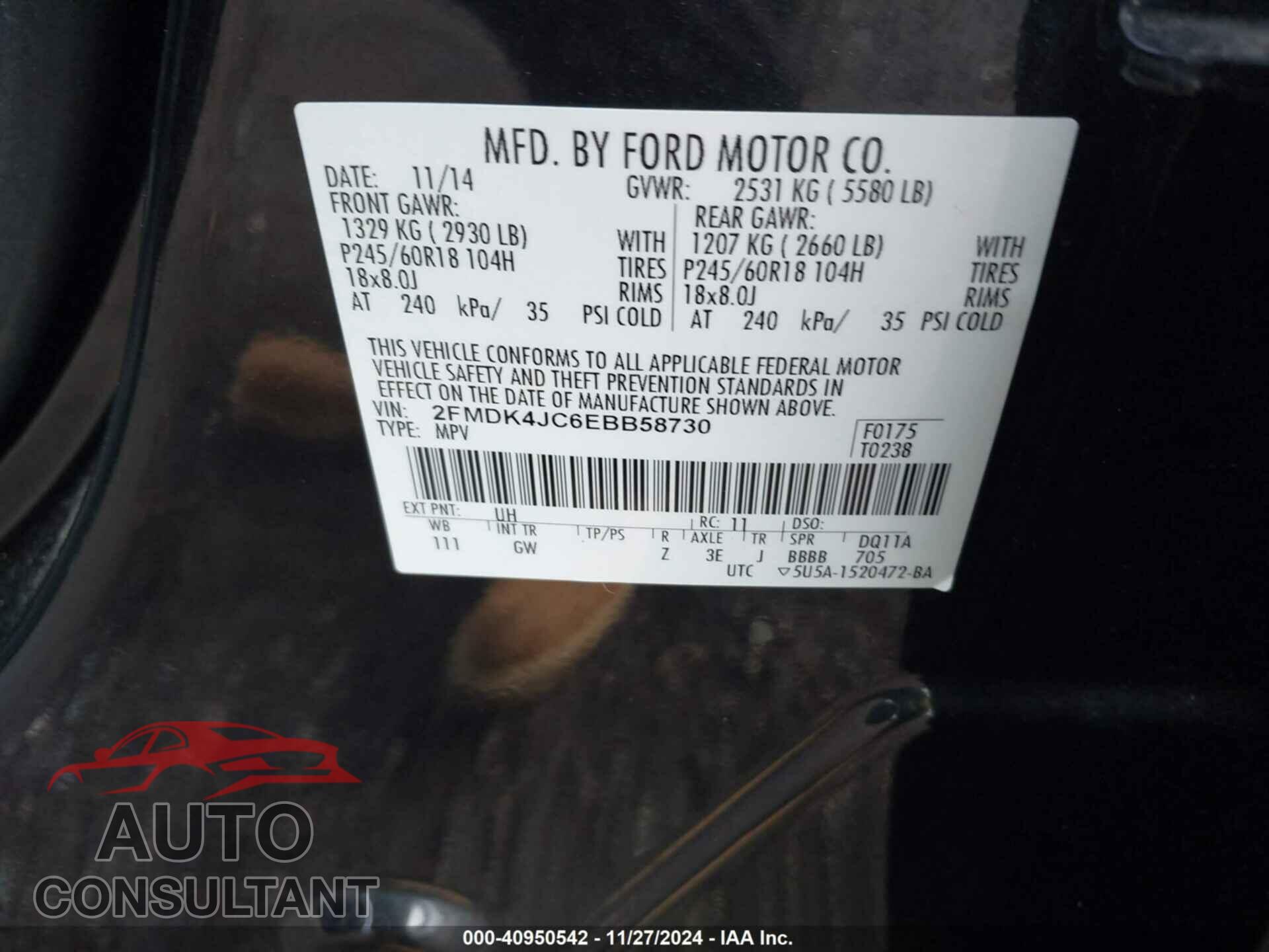 FORD EDGE 2014 - 2FMDK4JC6EBB58730