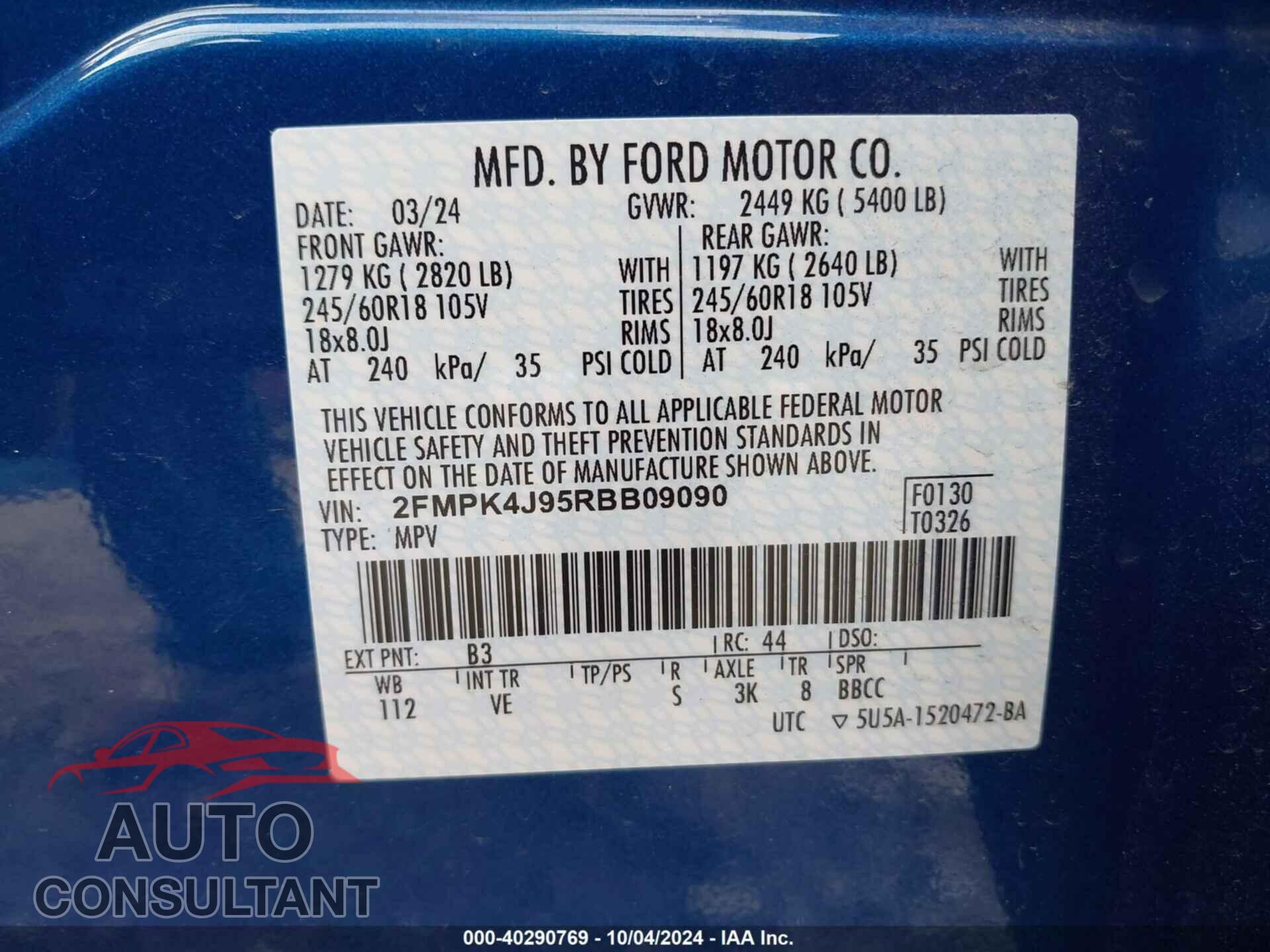 FORD EDGE 2024 - 2FMPK4J95RBB09090
