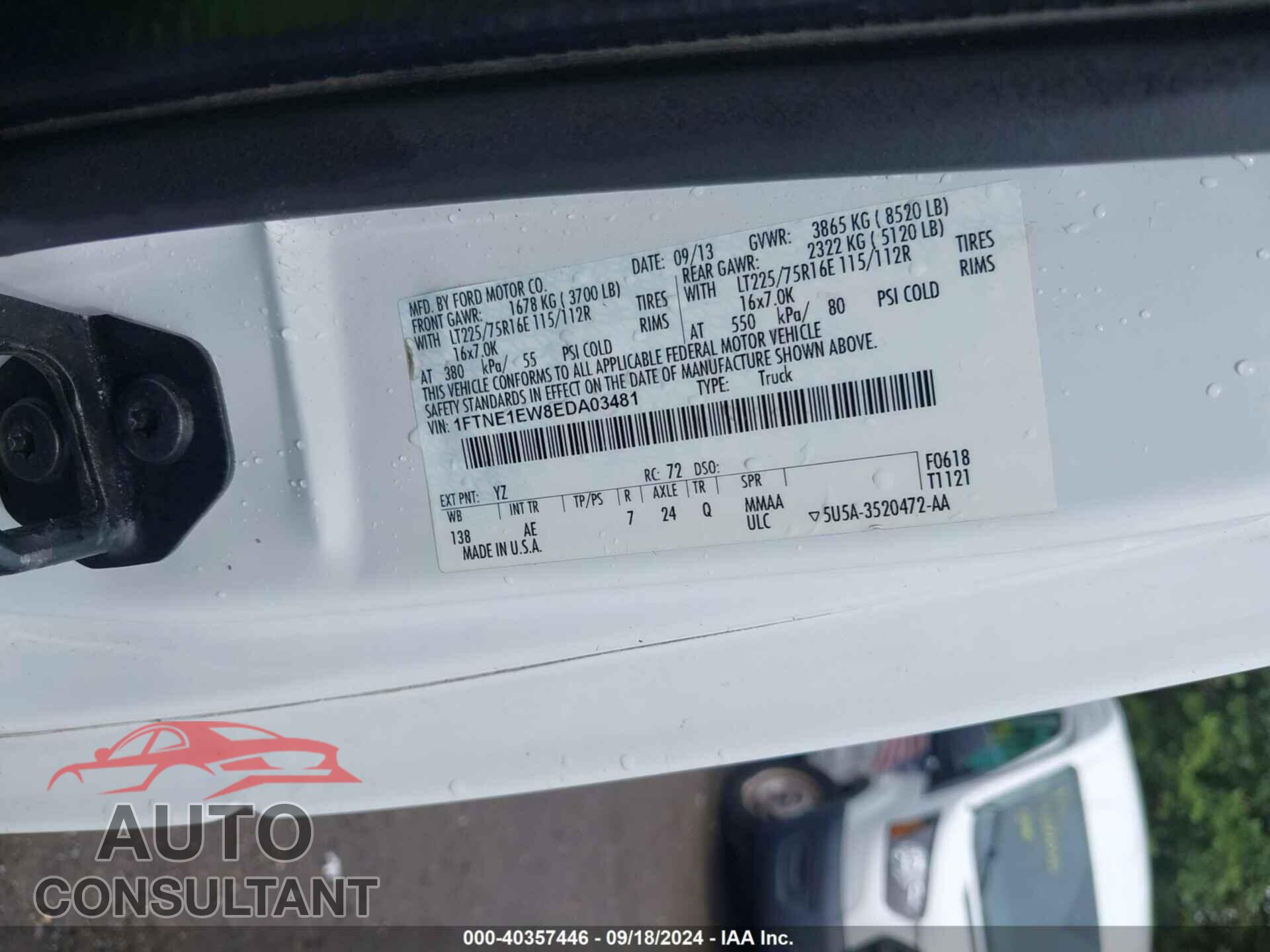 FORD E-150 2014 - 1FTNE1EW8EDA03481
