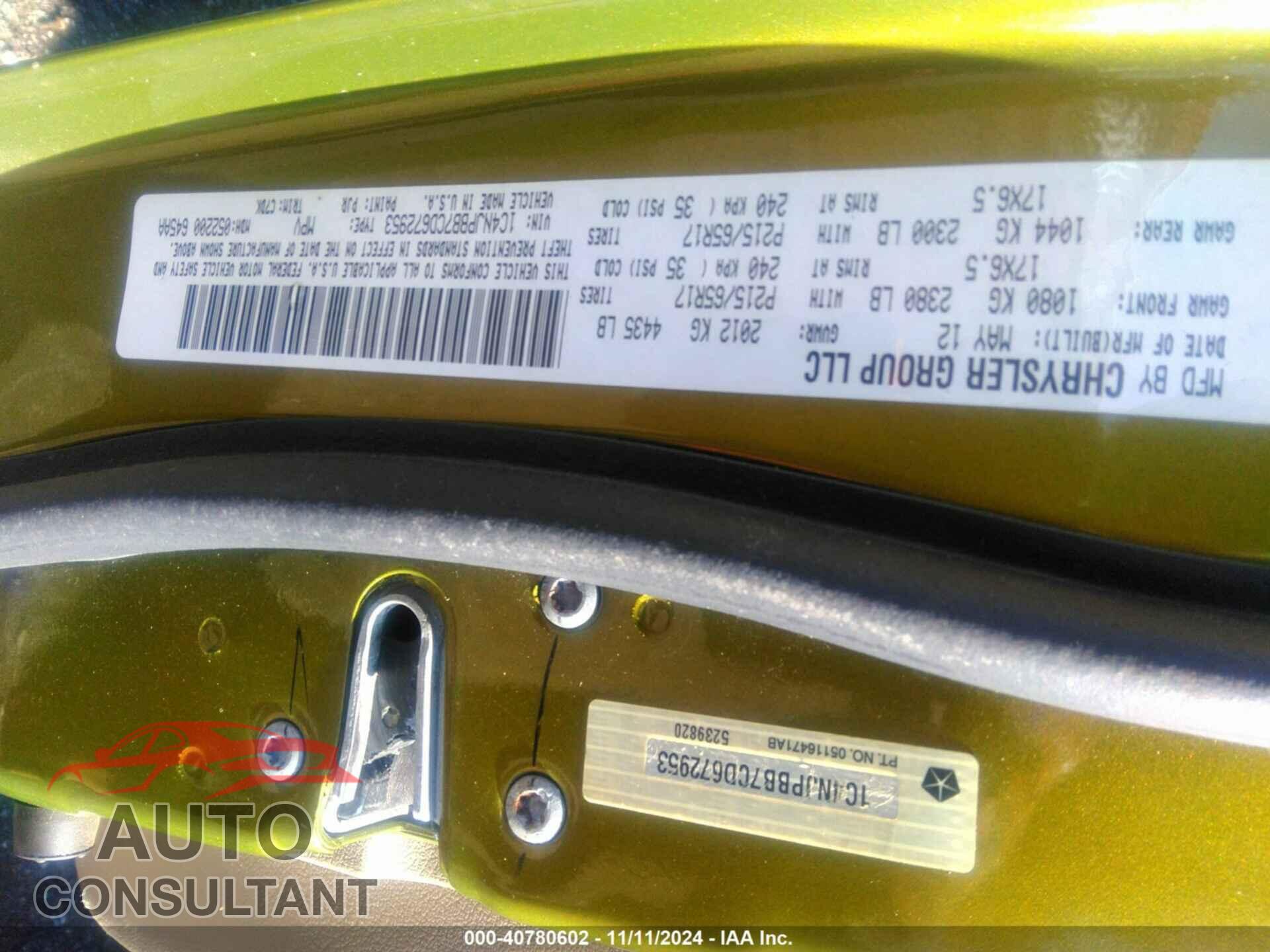 JEEP PATRIOT 2012 - 1C4NJPBB7CD672953