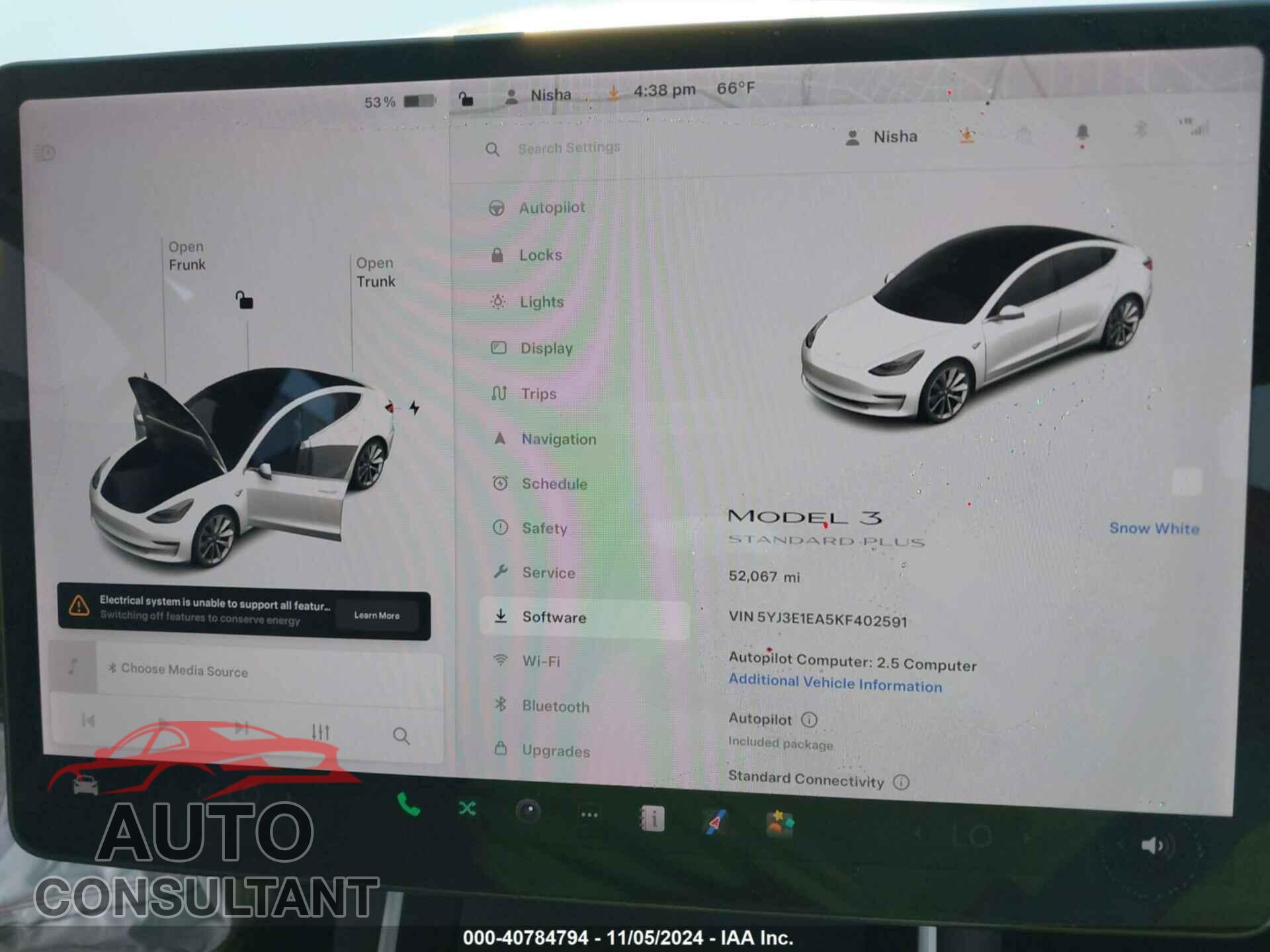 TESLA MODEL 3 2019 - 5YJ3E1EA5KF402591