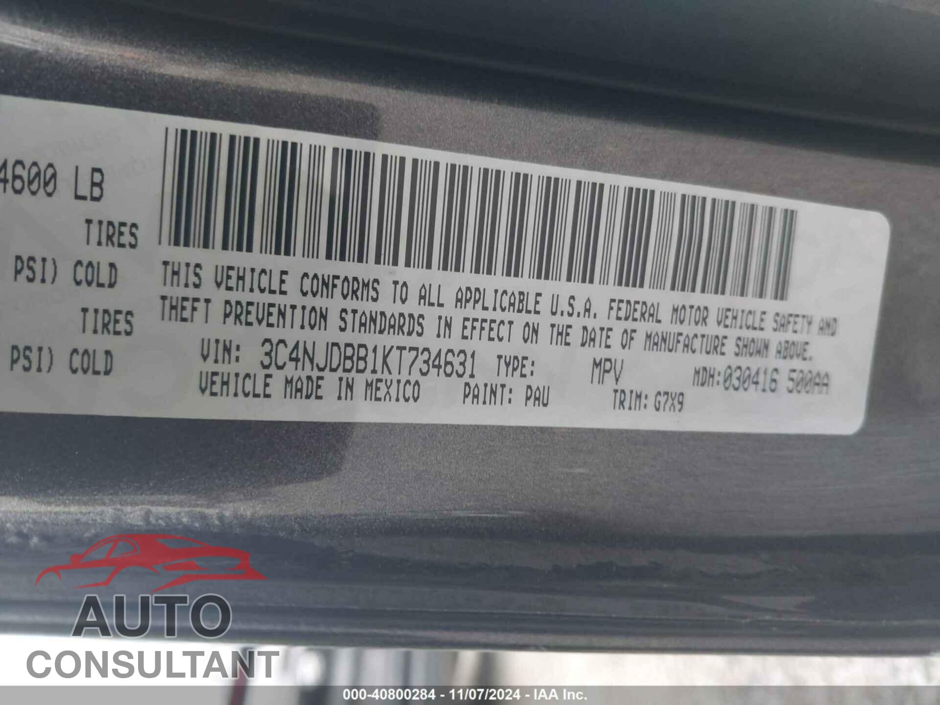 JEEP COMPASS 2019 - 3C4NJDBB1KT734631