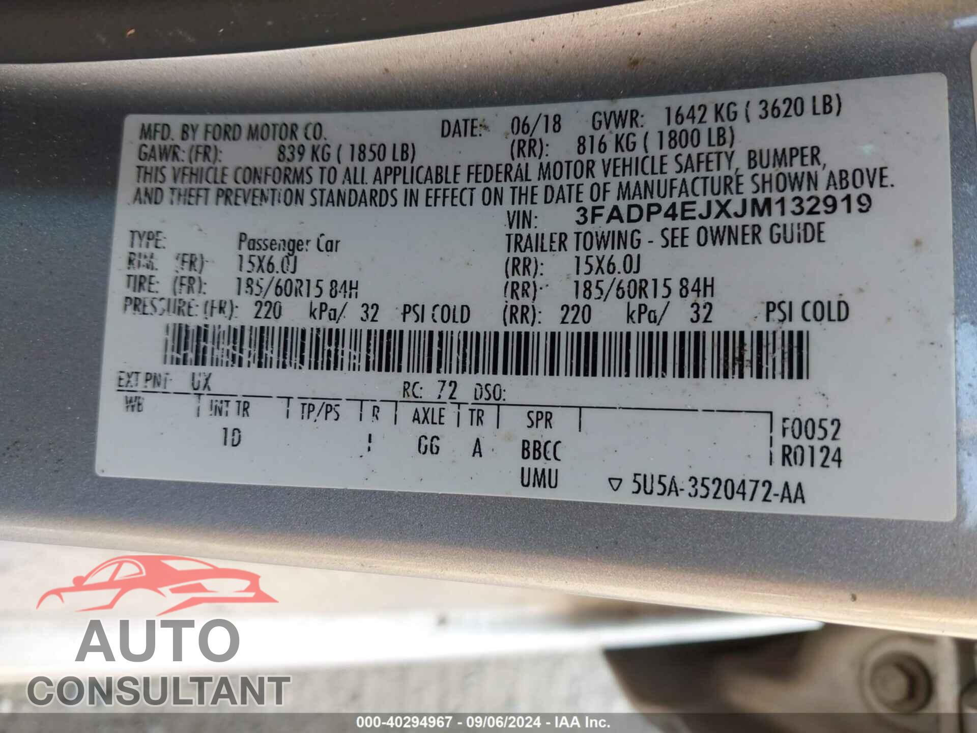 FORD FIESTA 2018 - 3FADP4EJXJM132919