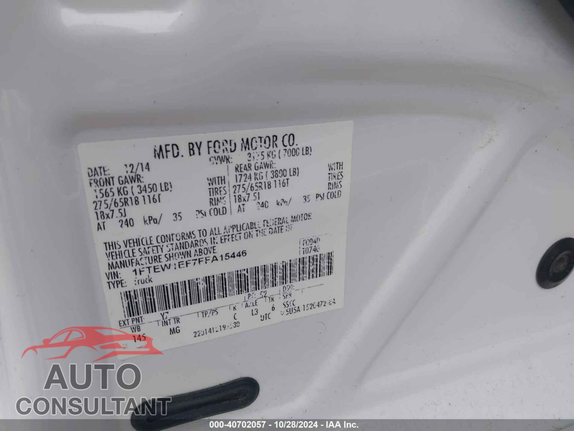 FORD F-150 2015 - 1FTEW1EF7FFA15446