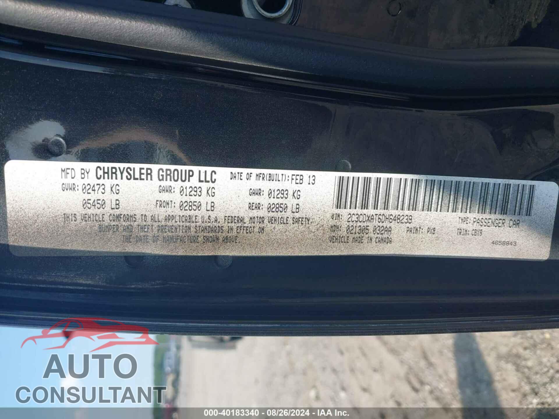 DODGE CHARGER 2013 - 2C3CDXAT6DH648239