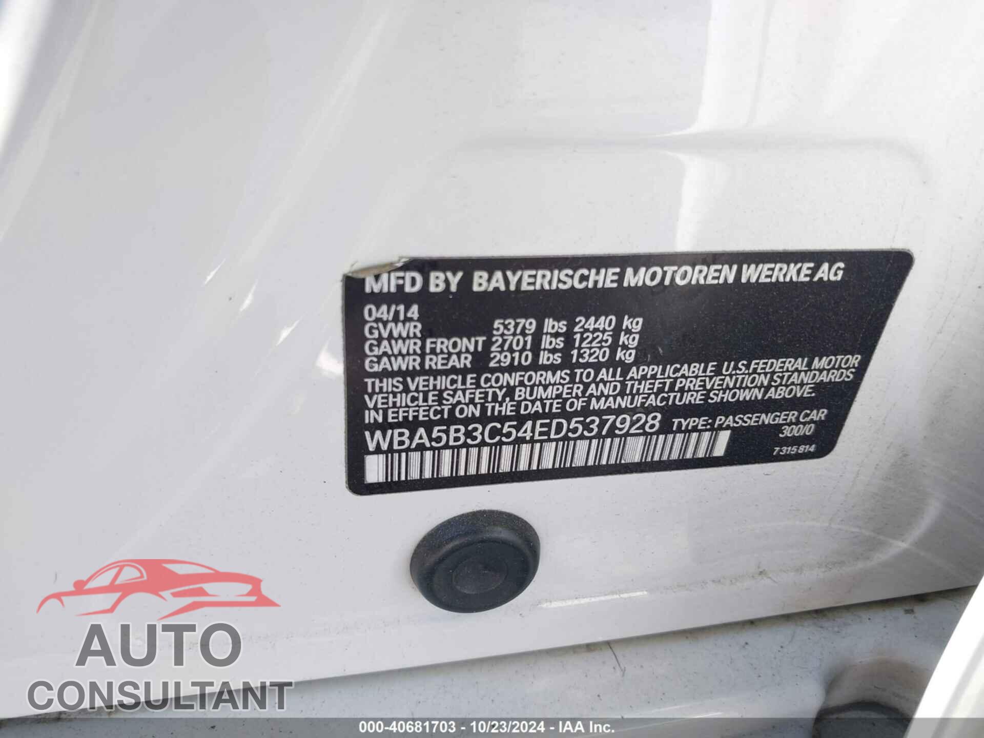 BMW 535I 2014 - WBA5B3C54ED537928