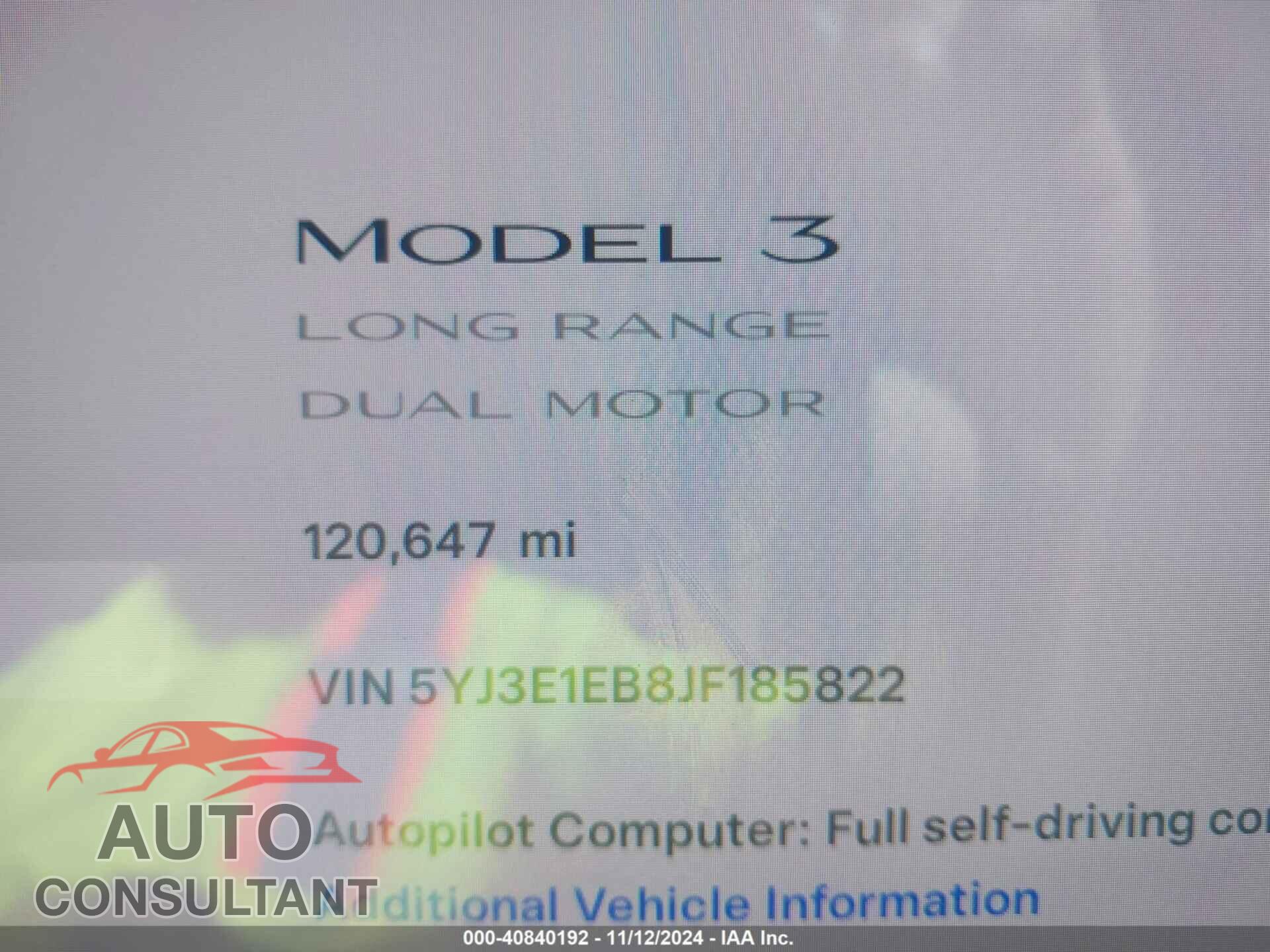 TESLA MODEL 3 2018 - 5YJ3E1EB8JF185822