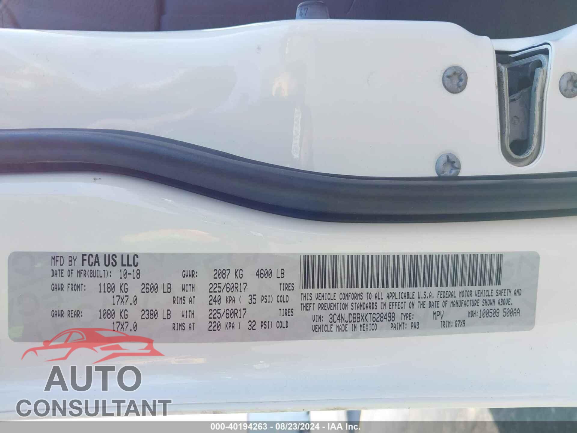 JEEP COMPASS 2019 - 3C4NJDBBXKT628498