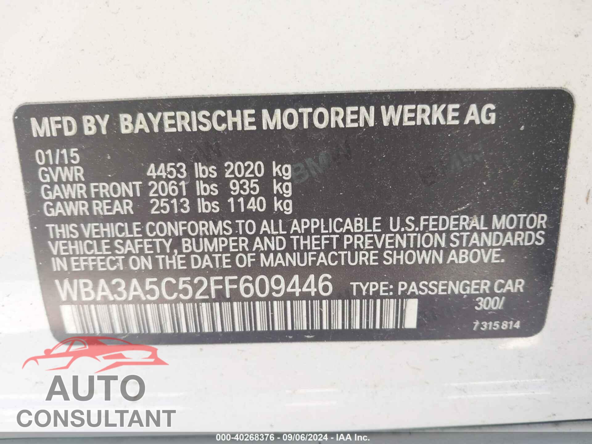 BMW 328I 2015 - WBA3A5C52FF609446