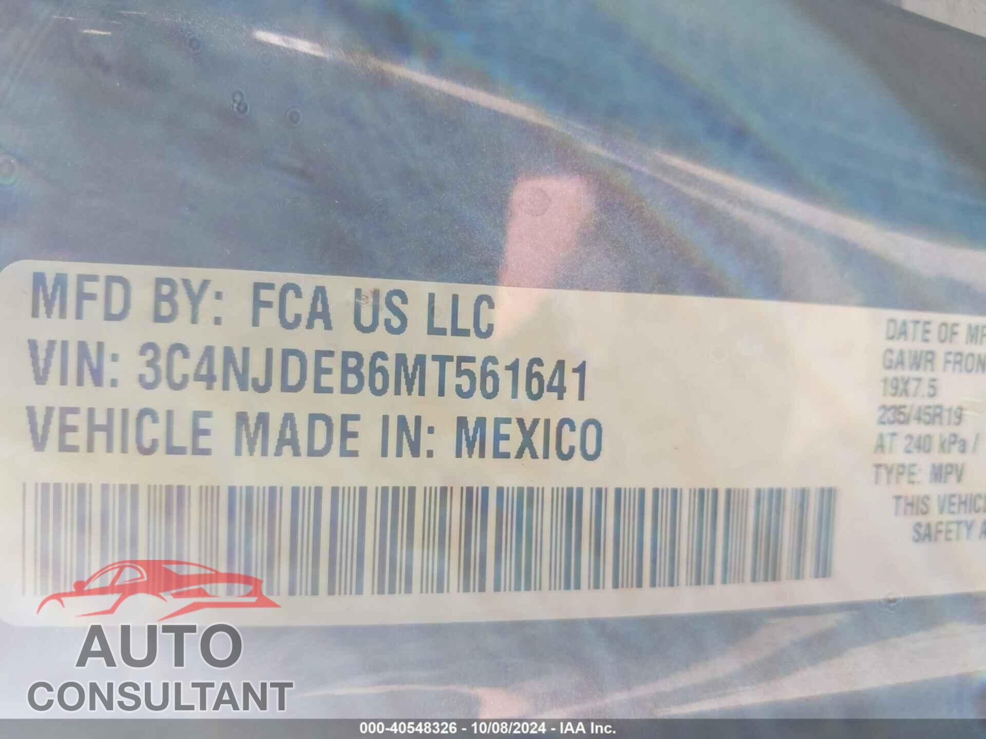 JEEP COMPASS 2021 - 3C4NJDEB6MT561641