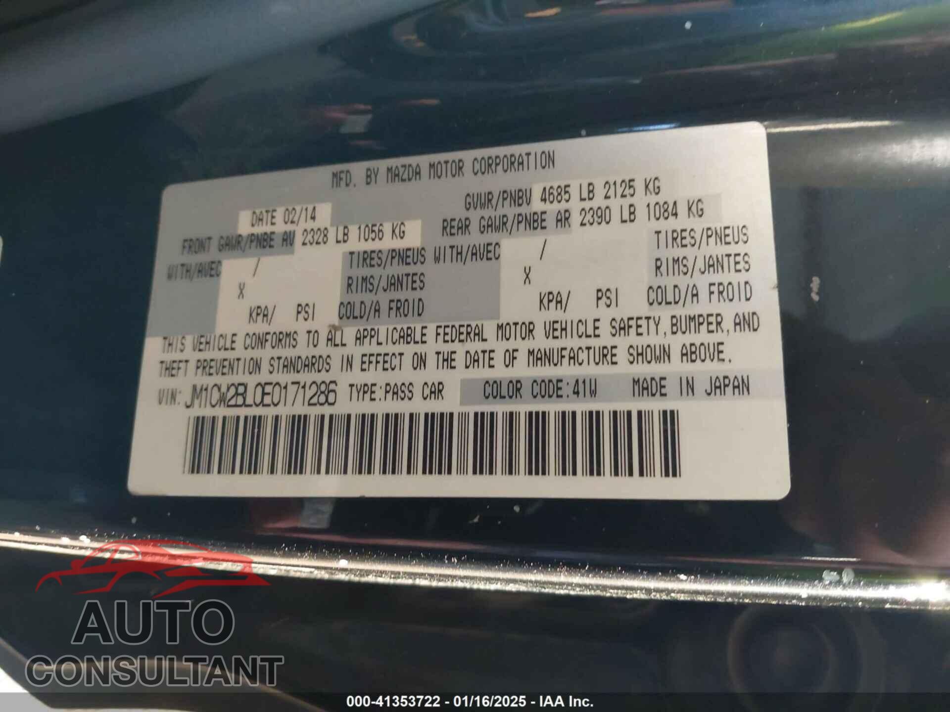 MAZDA MAZDA5 2014 - JM1CW2BL0E0171286