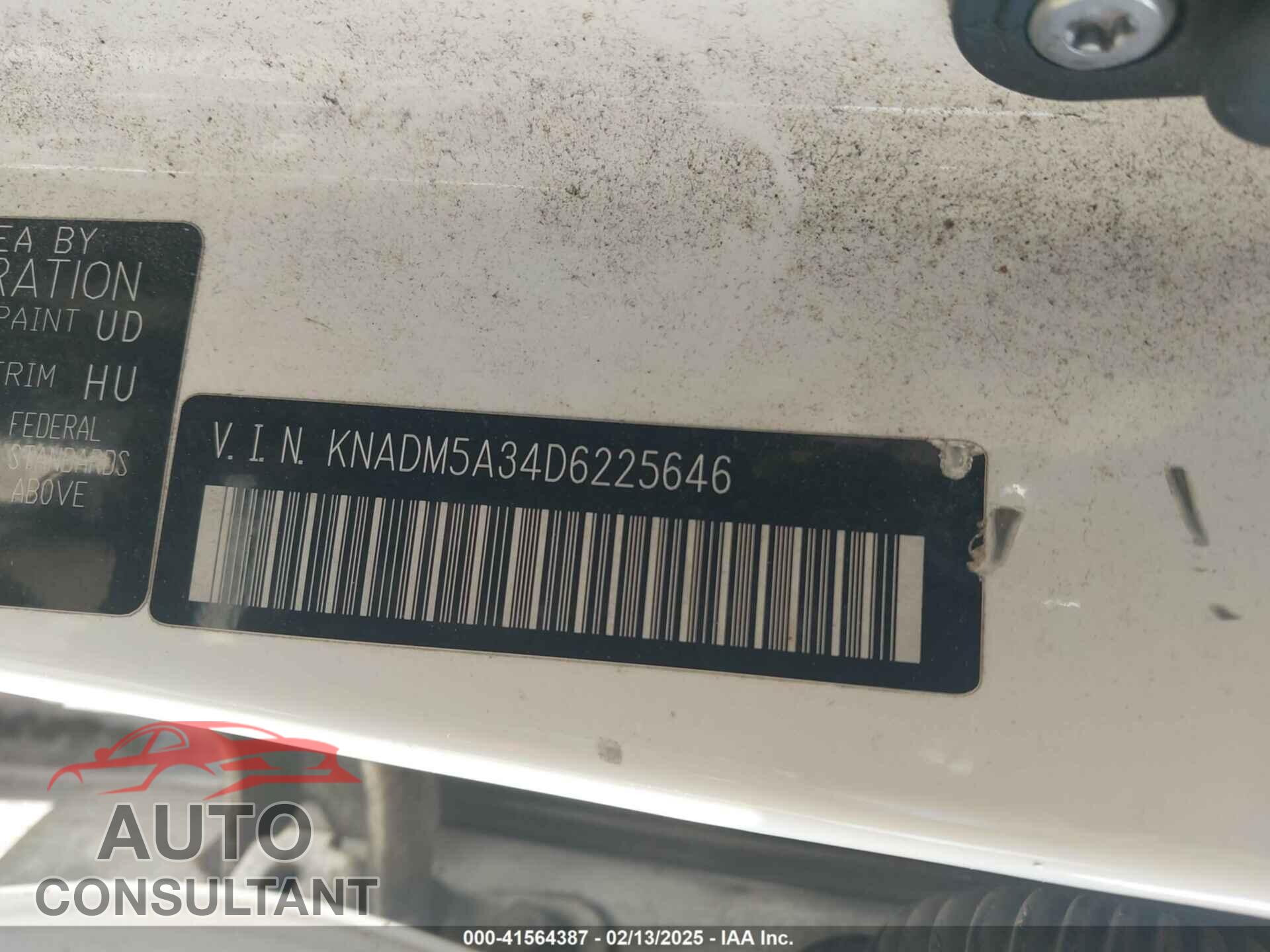 KIA RIO 2013 - KNADM5A34D6225646