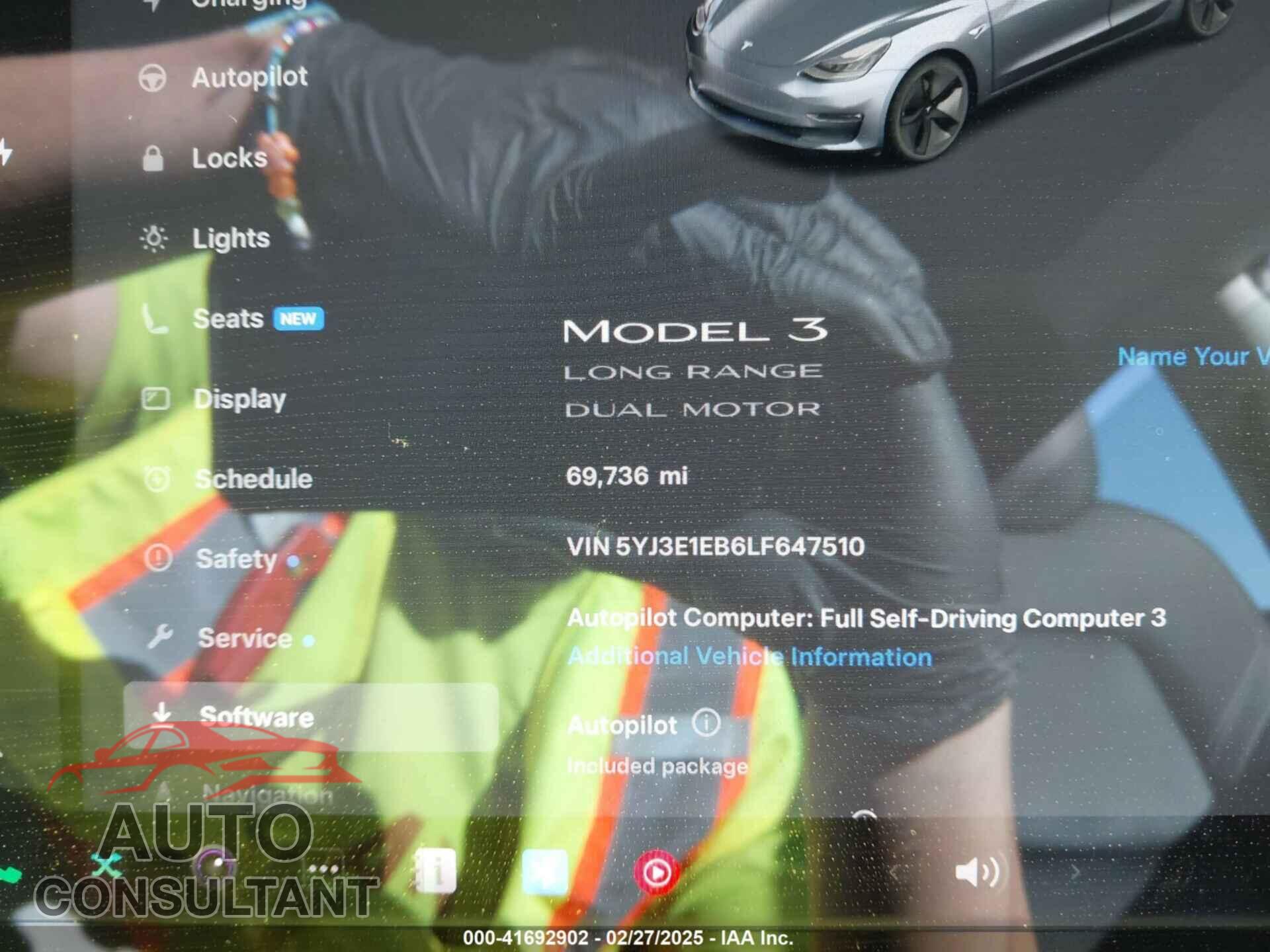 TESLA MODEL 3 2020 - 5YJ3E1EB6LF647510