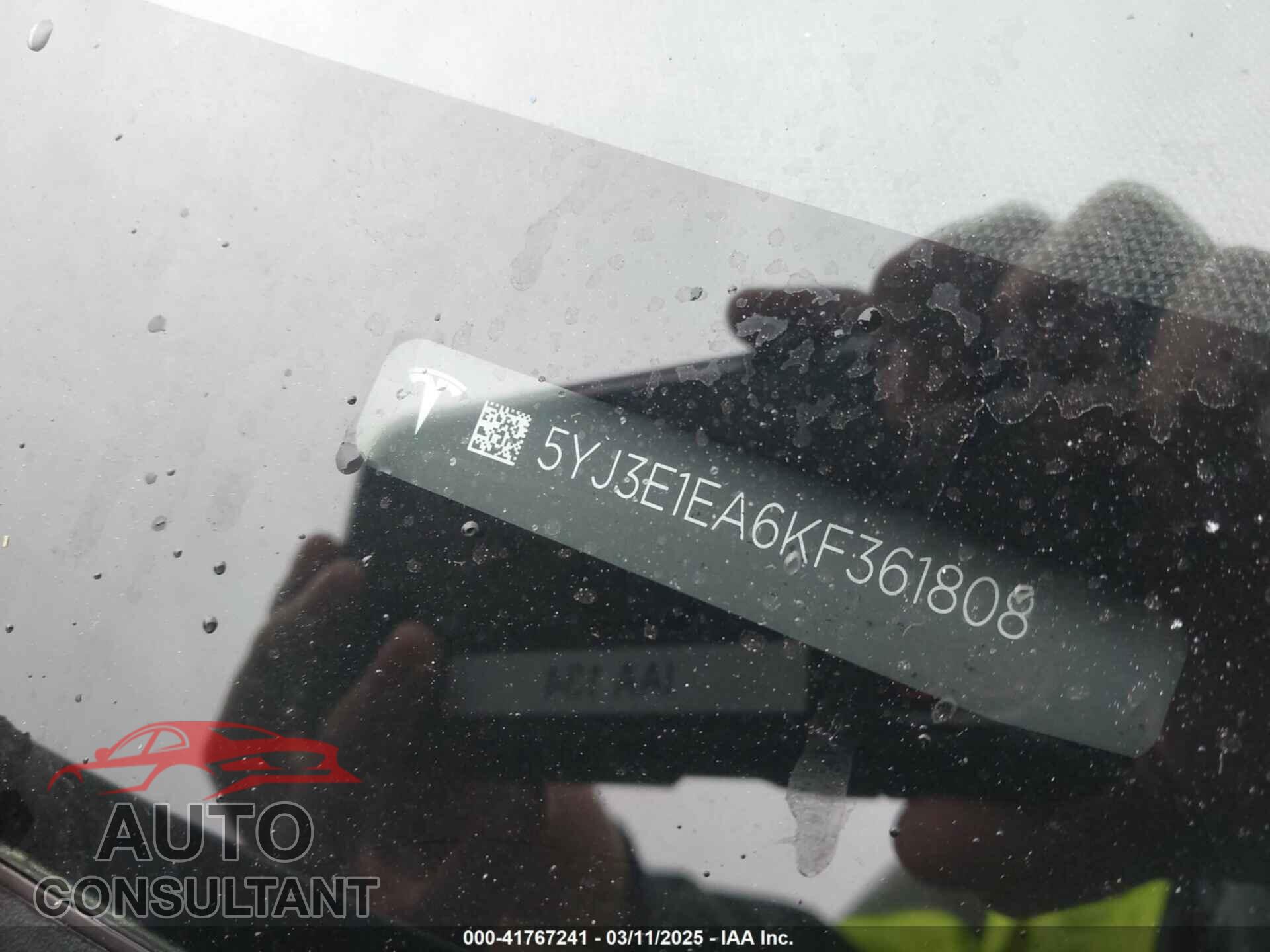 TESLA MODEL 3 2019 - 5YJ3E1EA6KF361808