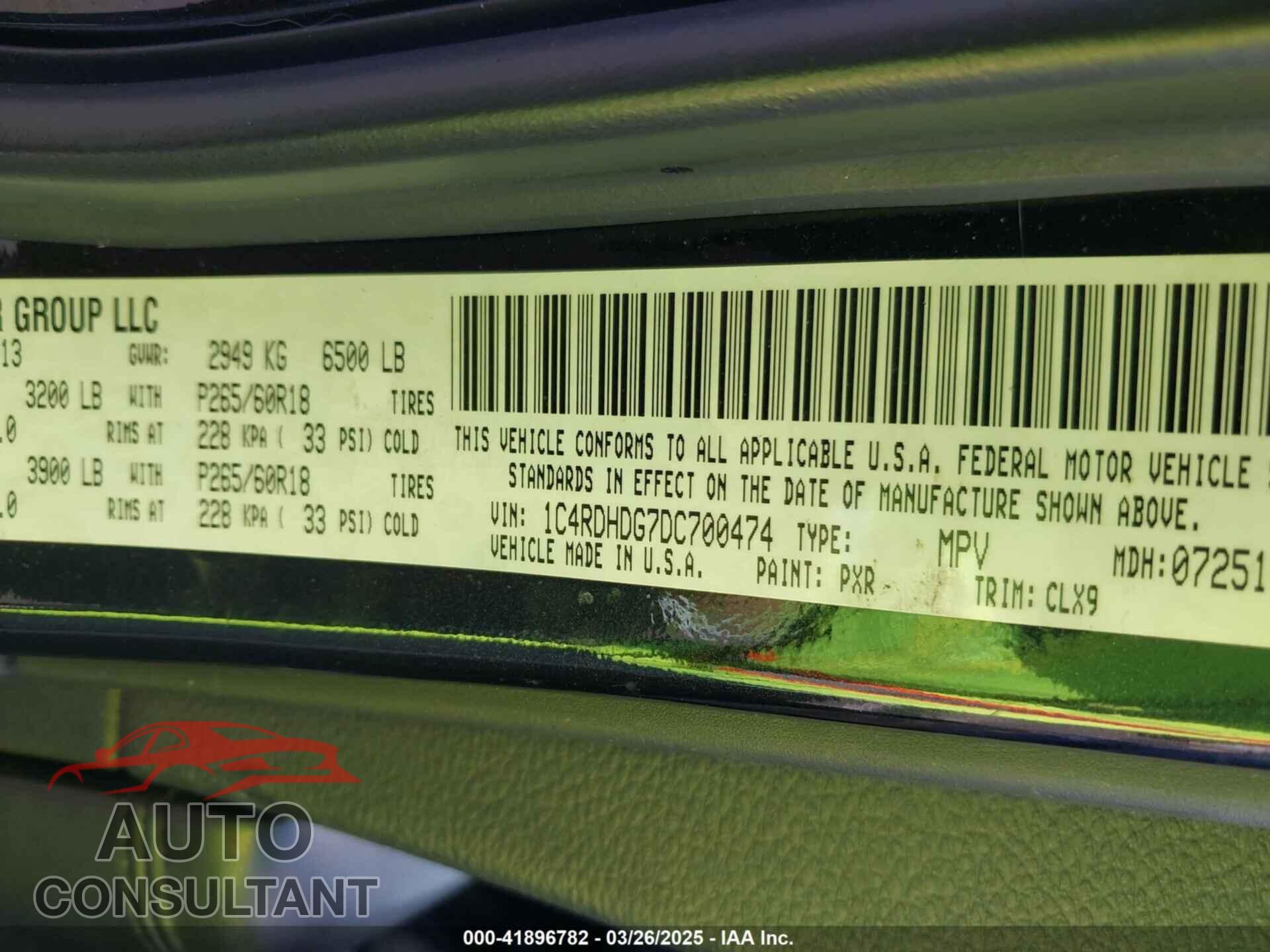 DODGE DURANGO 2013 - 1C4RDHDG7DC700474