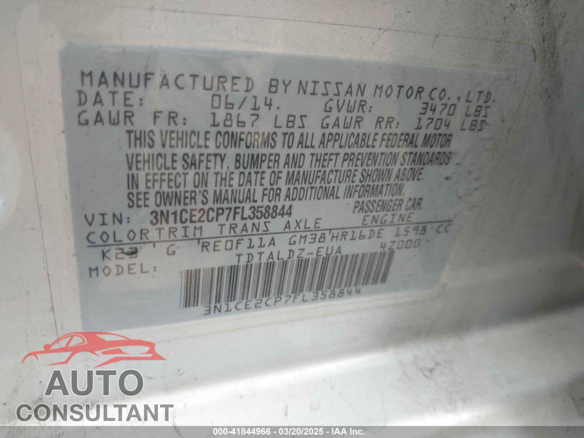 NISSAN VERSA NOTE 2015 - 3N1CE2CP7FL358844