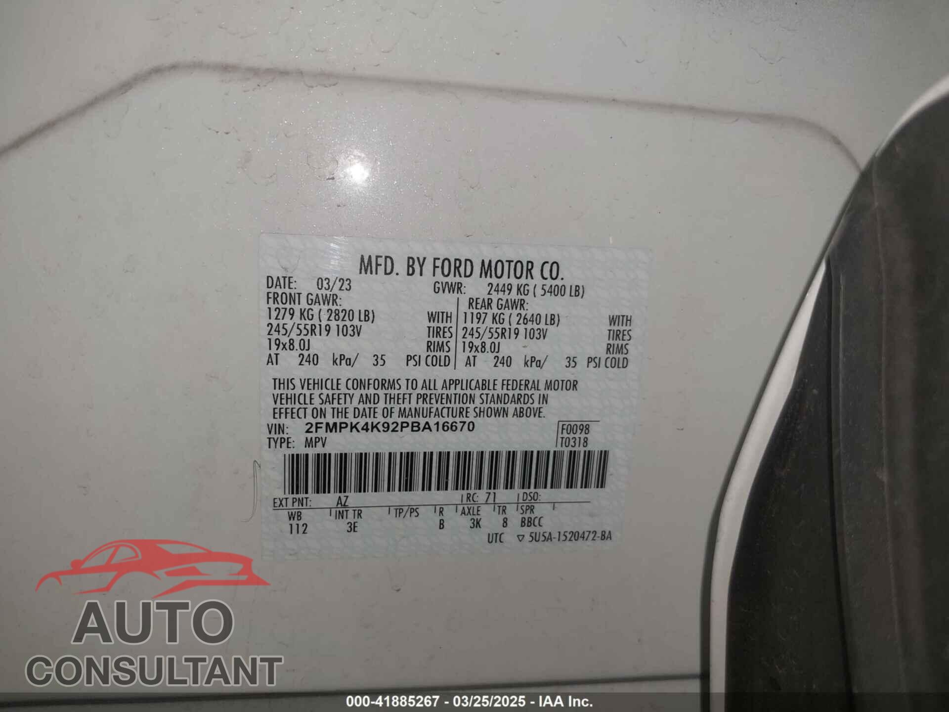 FORD EDGE 2023 - 2FMPK4K92PBA16670