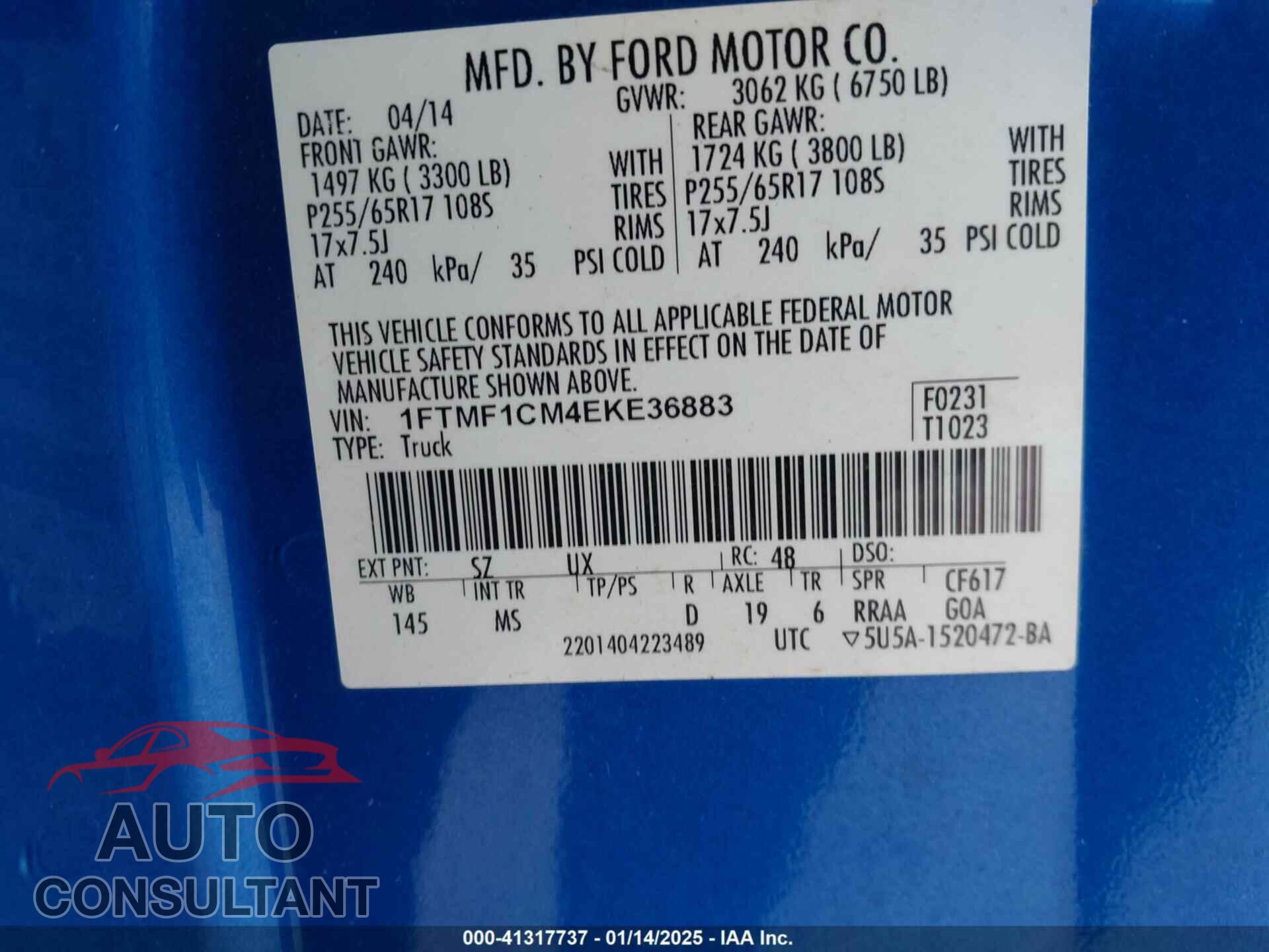 FORD F-150 2014 - 1FTMF1CM4EKE36883