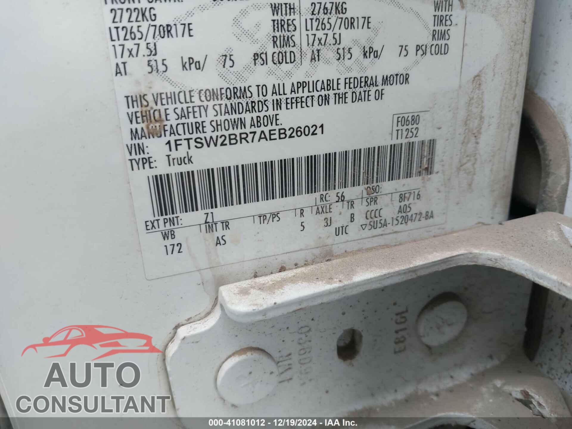 FORD F-250 2010 - 1FTSW2BR7AEB26021