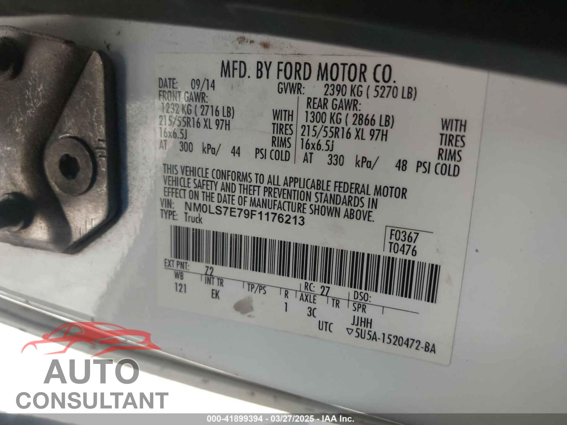 FORD TRANSIT CONNECT 2015 - NM0LS7E79F1176213