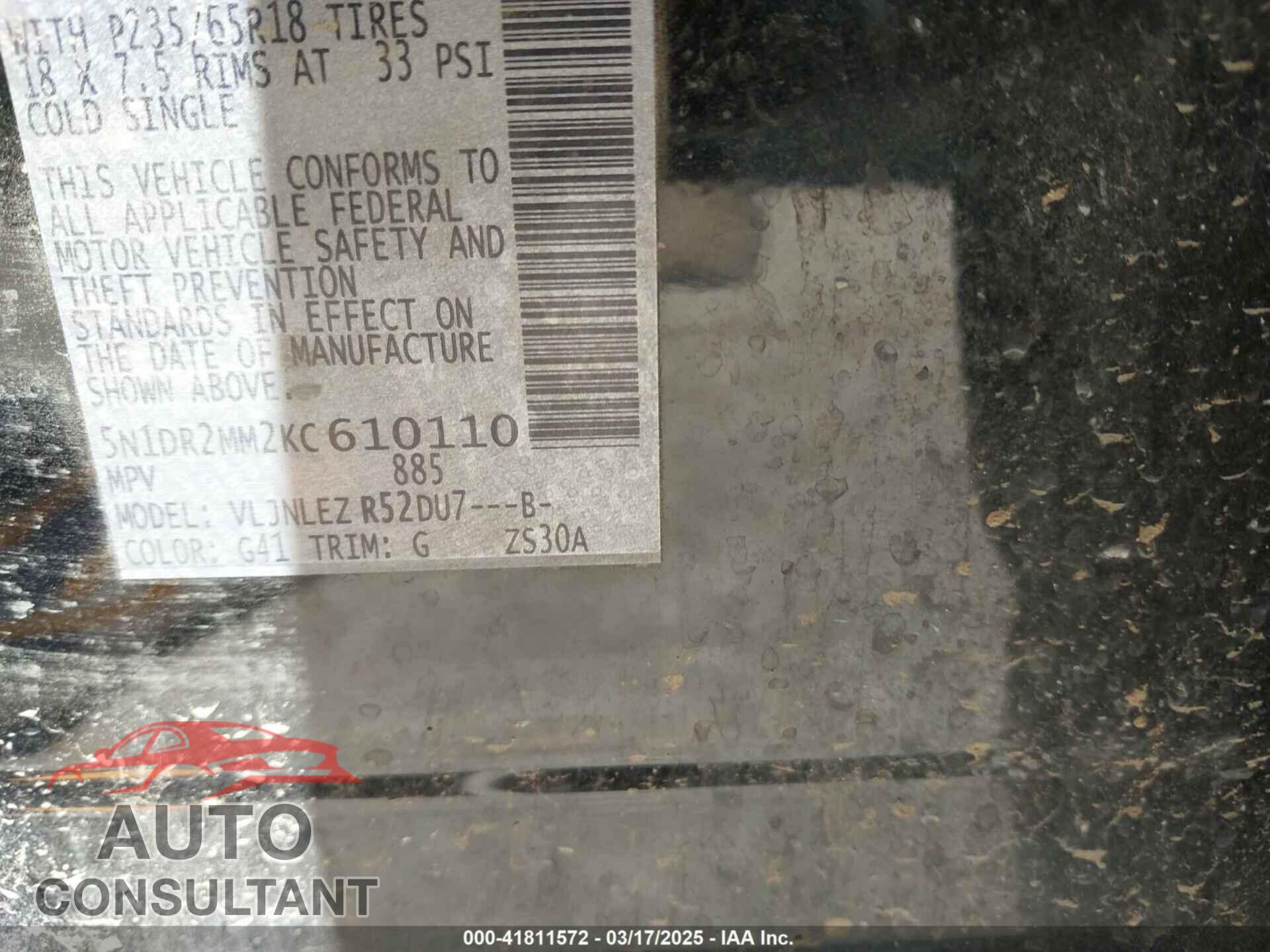 NISSAN PATHFINDER 2019 - 5N1DR2MM2KC610110