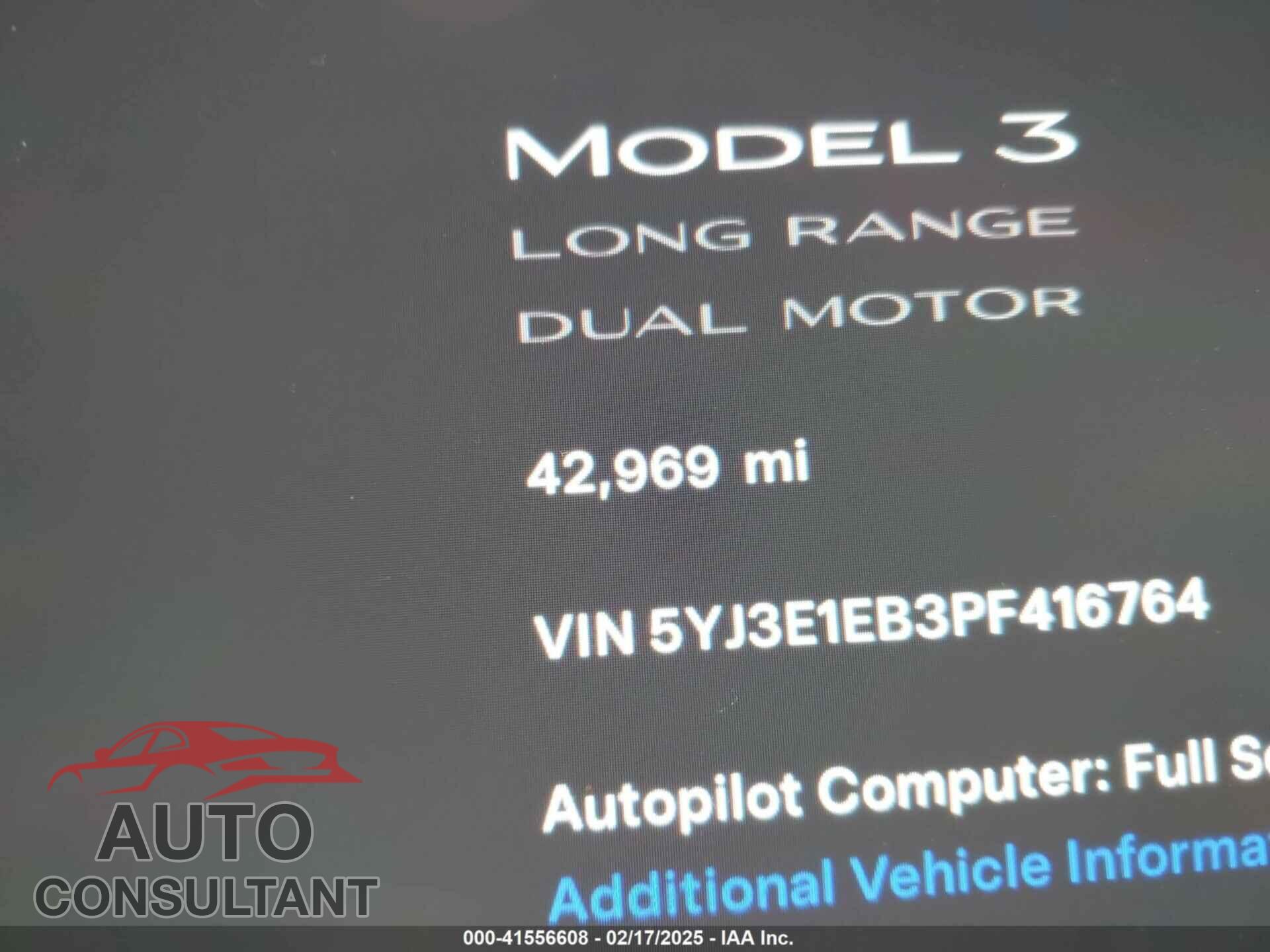 TESLA MODEL 3 2023 - 5YJ3E1EB3PF416764