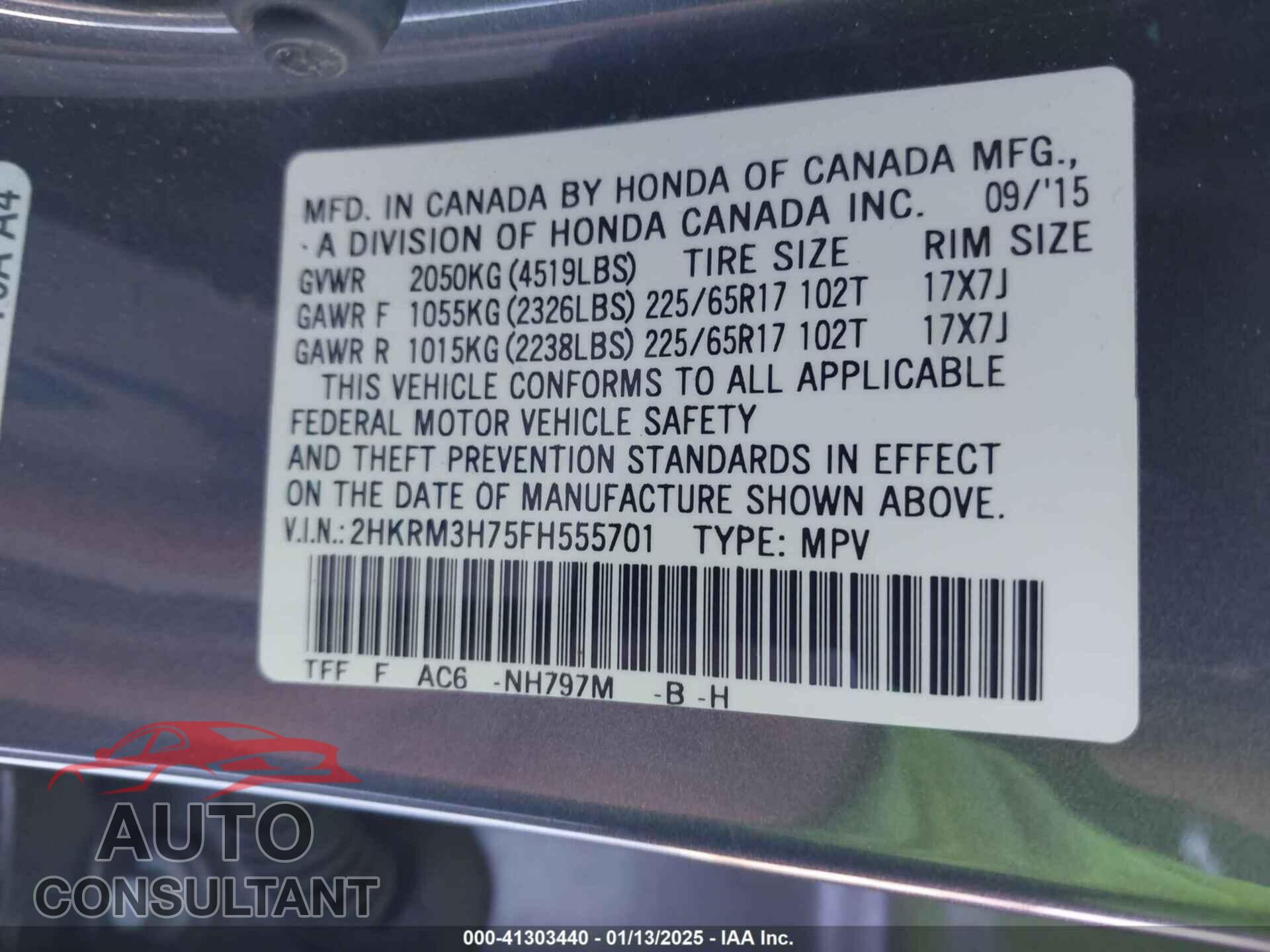 HONDA CR-V 2015 - 2HKRM3H75FH555701