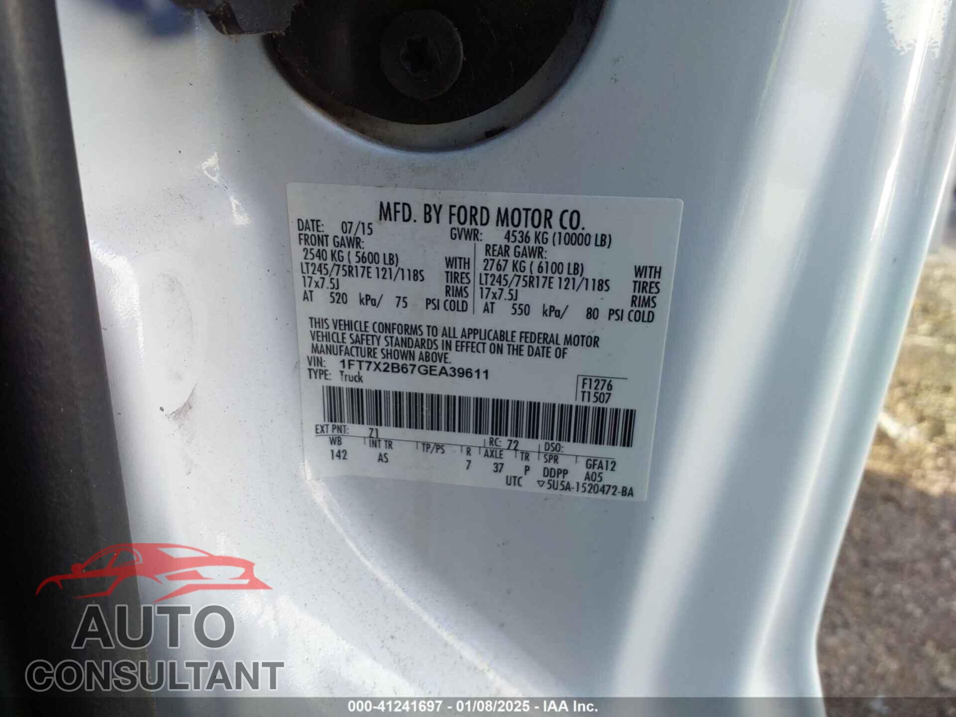 FORD F-250 2016 - 1FT7X2B67GEA39611