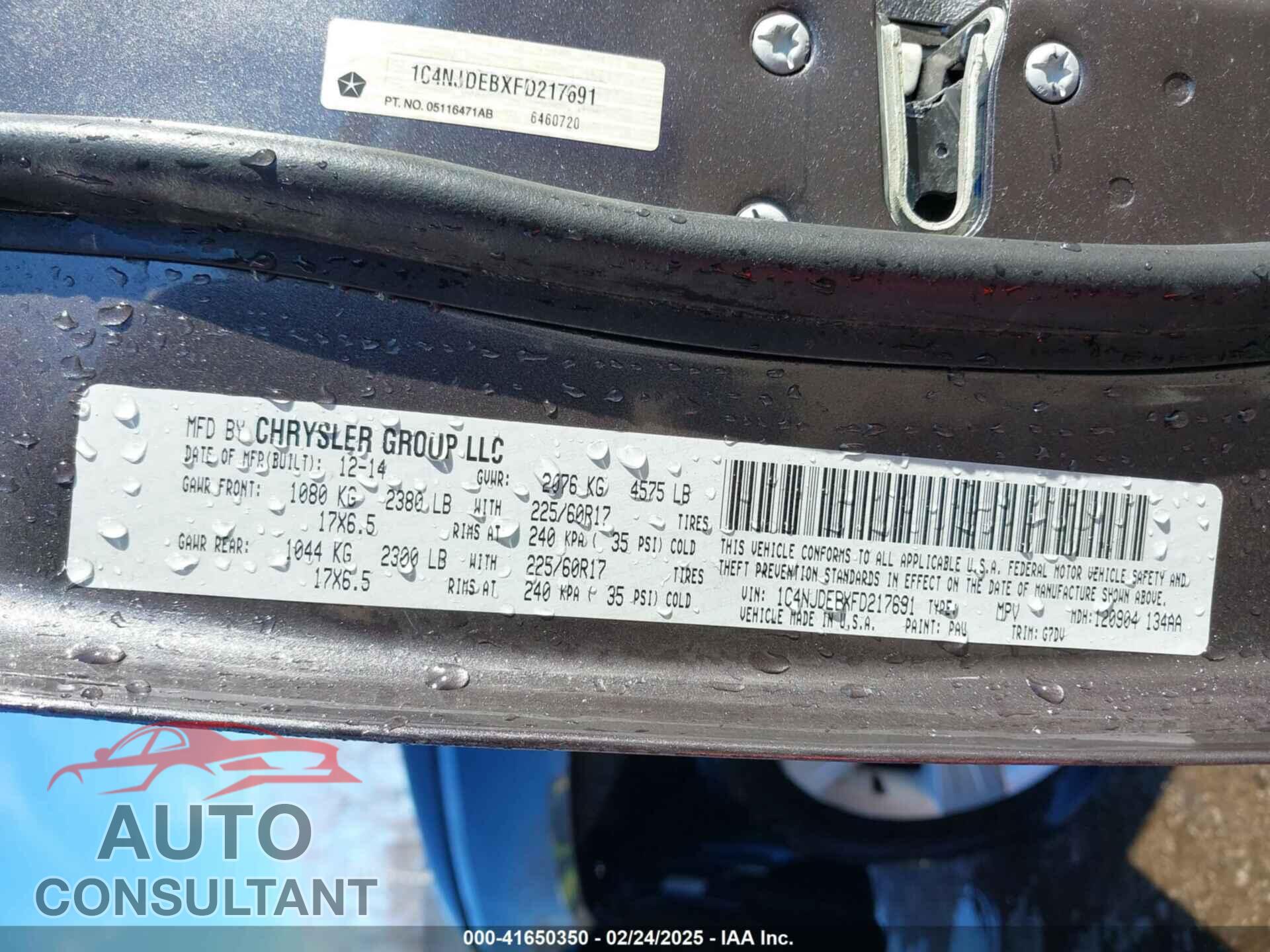JEEP COMPASS 2015 - 1C4NJDEBXFD217691