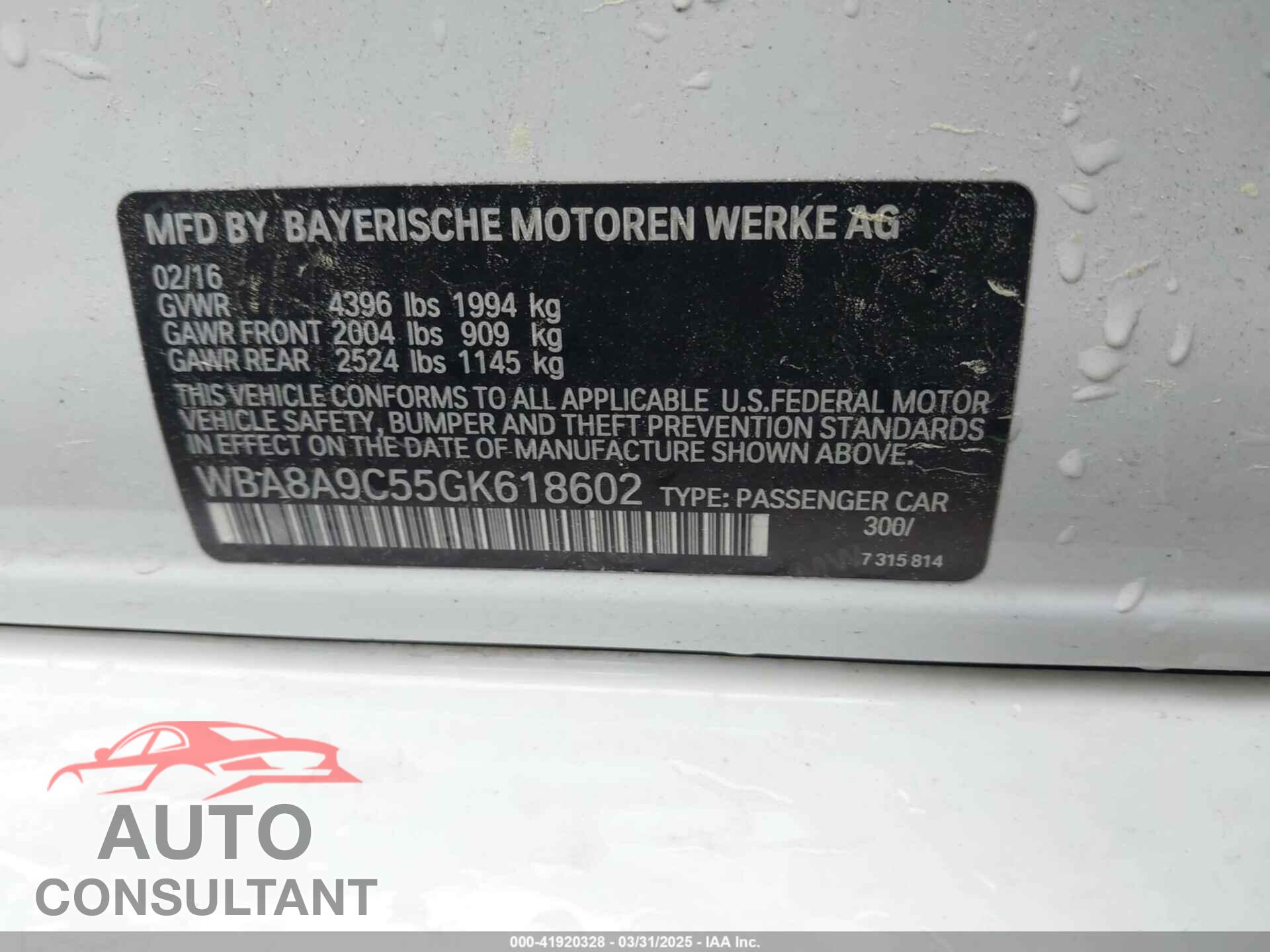 BMW 320I 2016 - WBA8A9C55GK618602