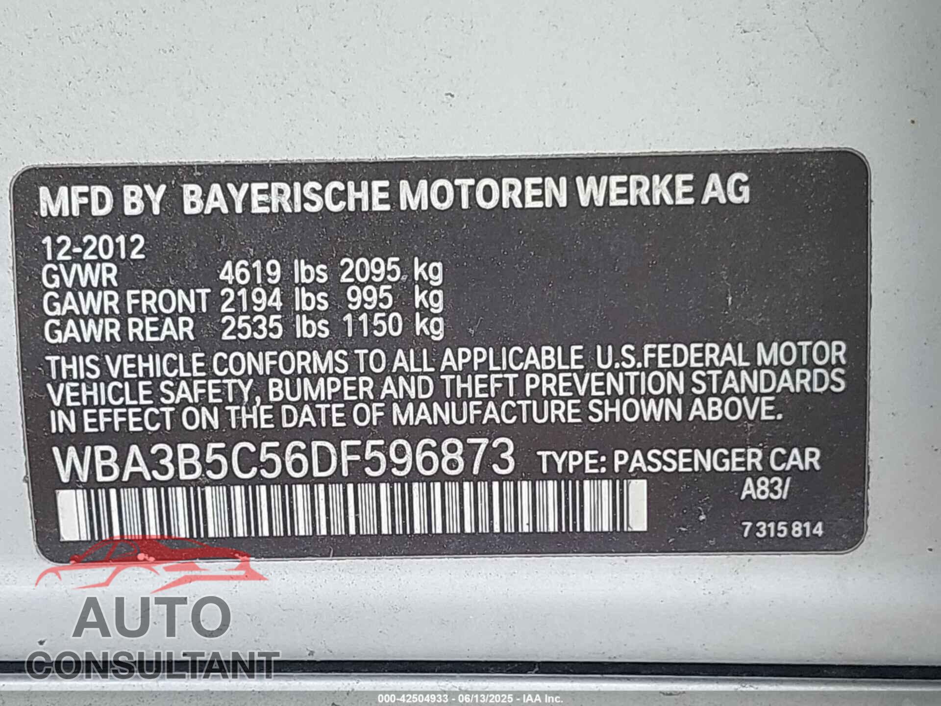 BMW 328I 2013 - WBA3B5C56DF596873