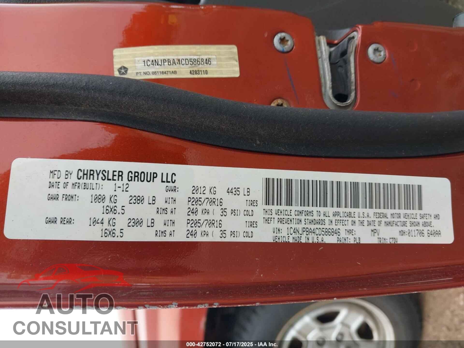 JEEP PATRIOT 2012 - 1C4NJPBA4CD586846