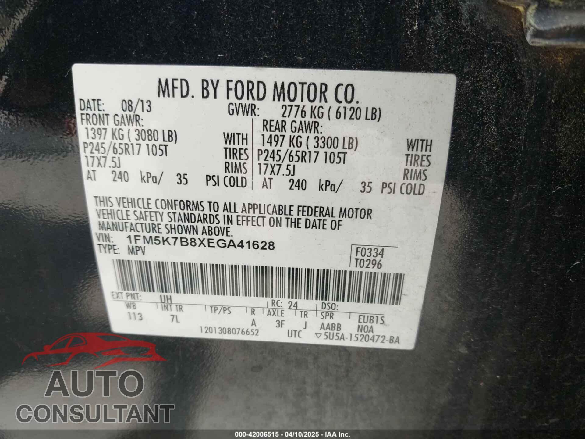 FORD EXPLORER 2014 - 1FM5K7B8XEGA41628