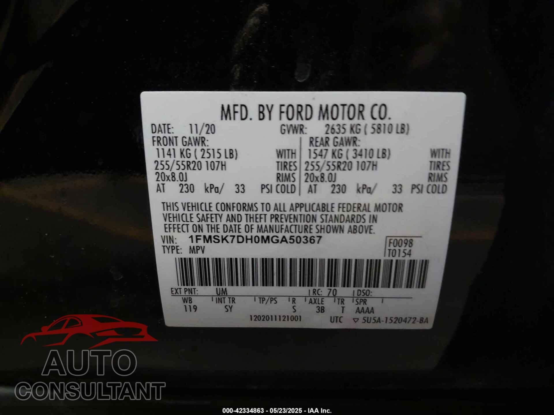 FORD EXPLORER 2021 - 1FMSK7DH0MGA50367