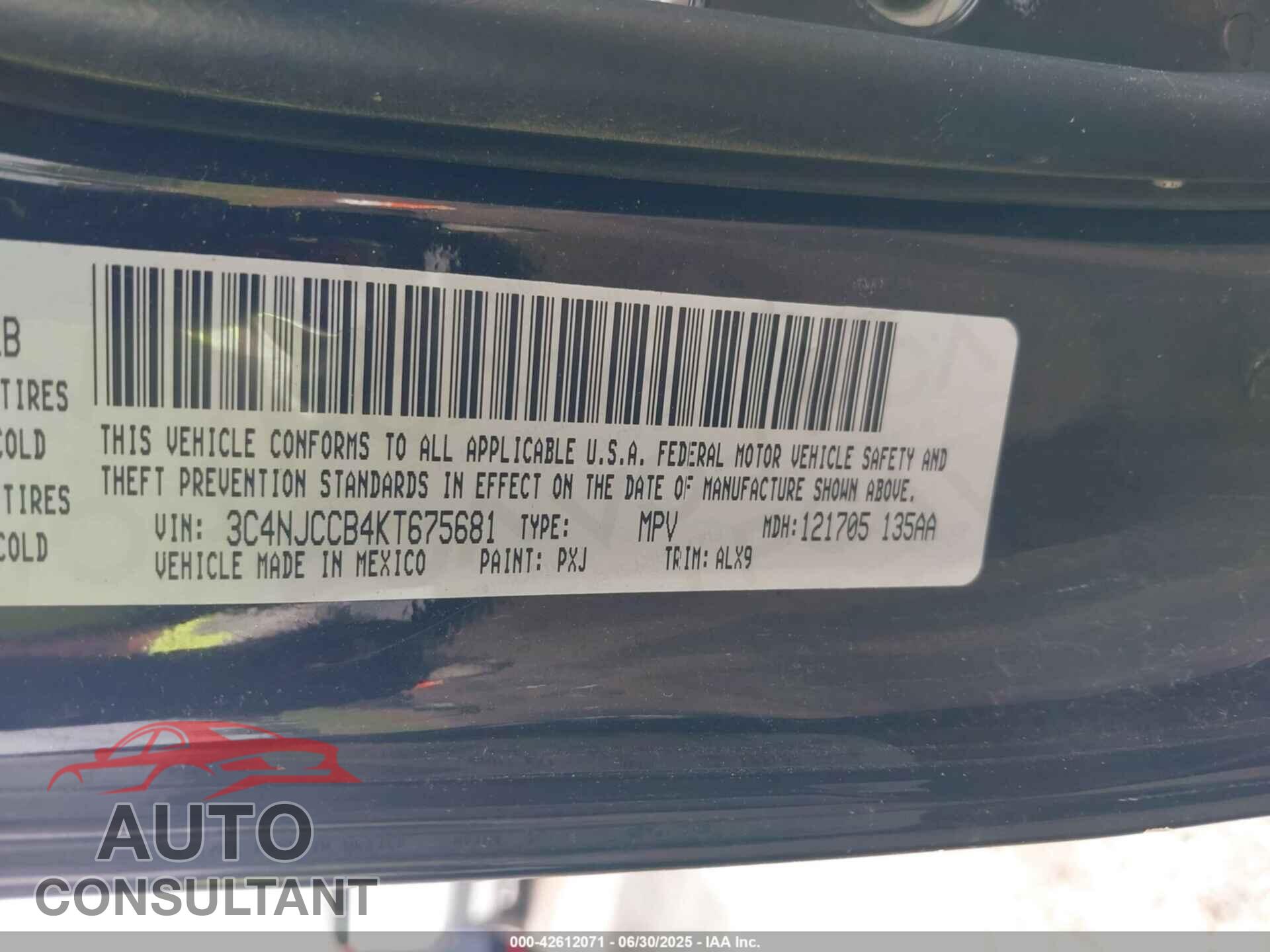 JEEP COMPASS 2019 - 3C4NJCCB4KT675681