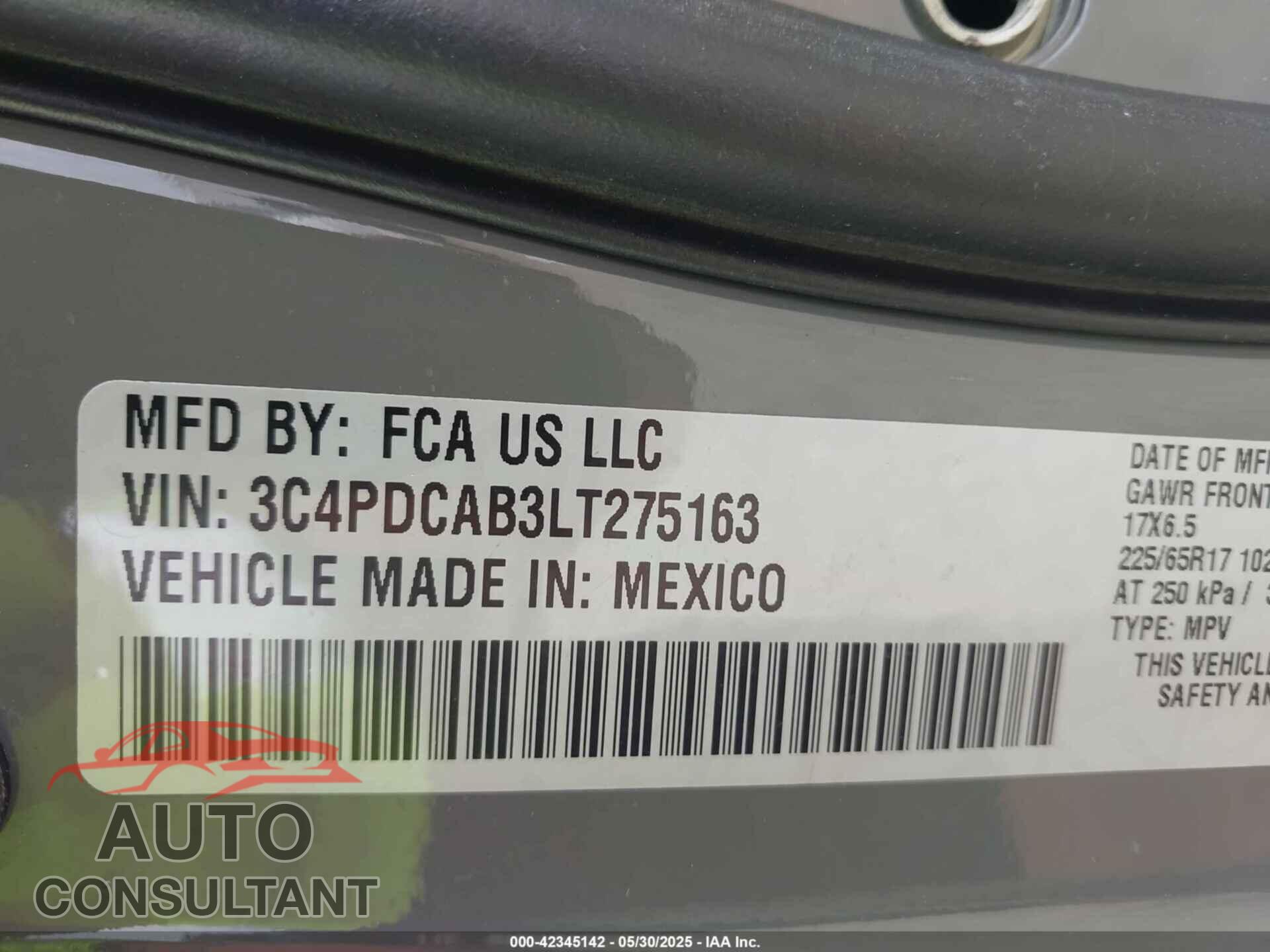 DODGE JOURNEY 2020 - 3C4PDCAB3LT275163