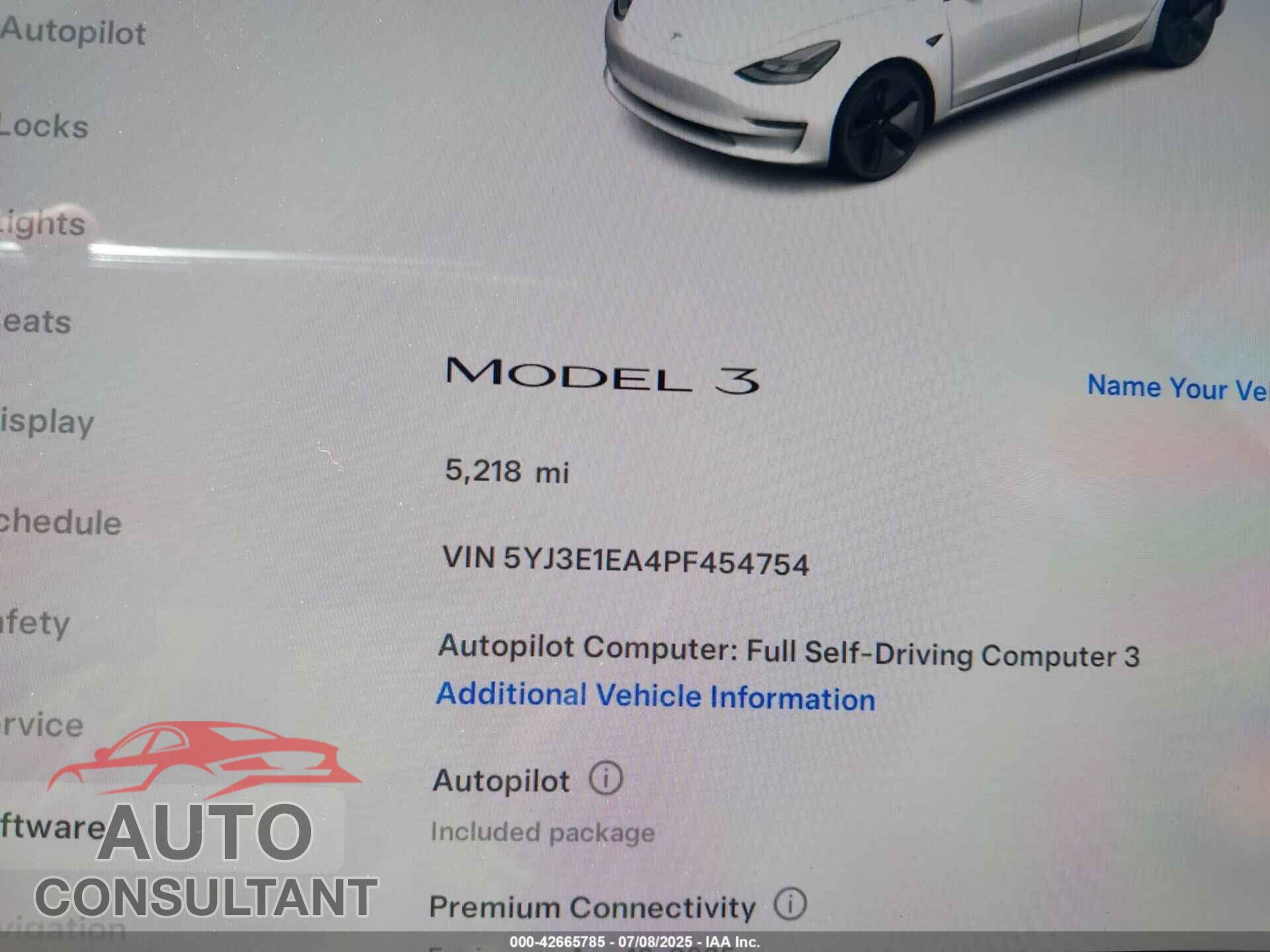 TESLA MODEL 3 2023 - 5YJ3E1EA4PF454754