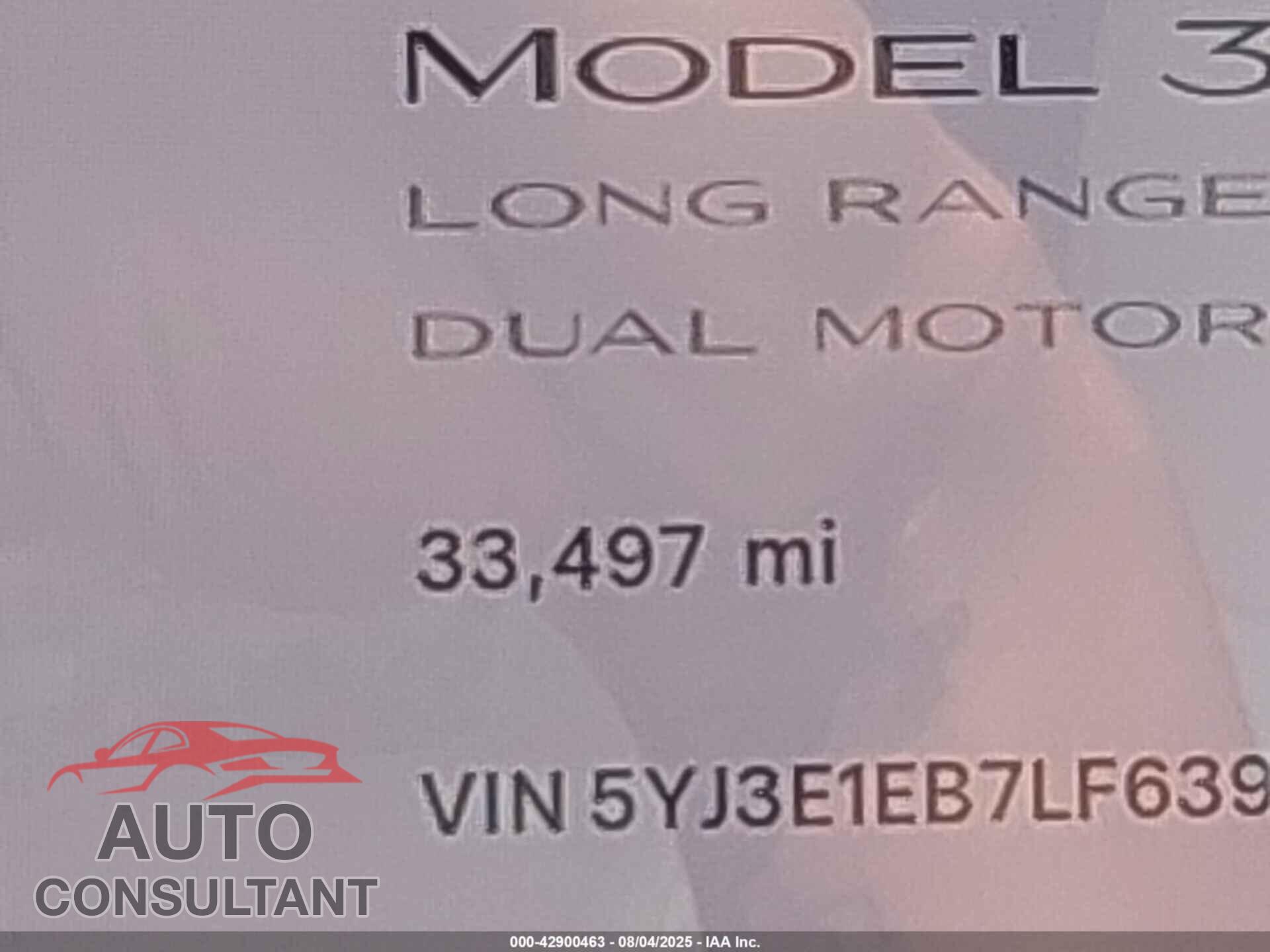 TESLA MODEL 3 2020 - 5YJ3E1EB7LF639139