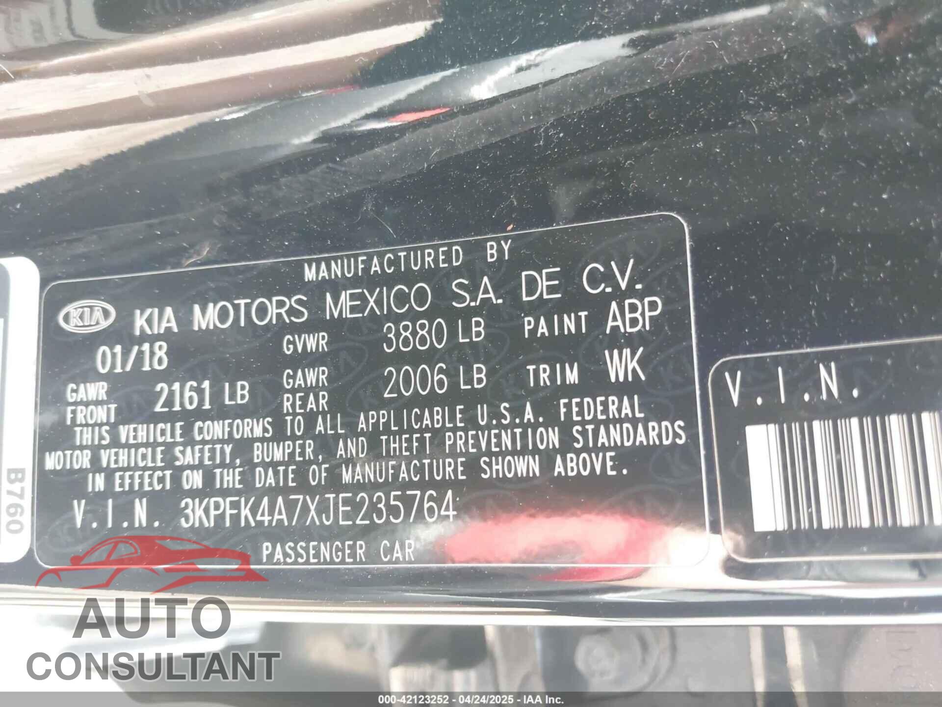 KIA FORTE 2018 - 3KPFK4A7XJE235764