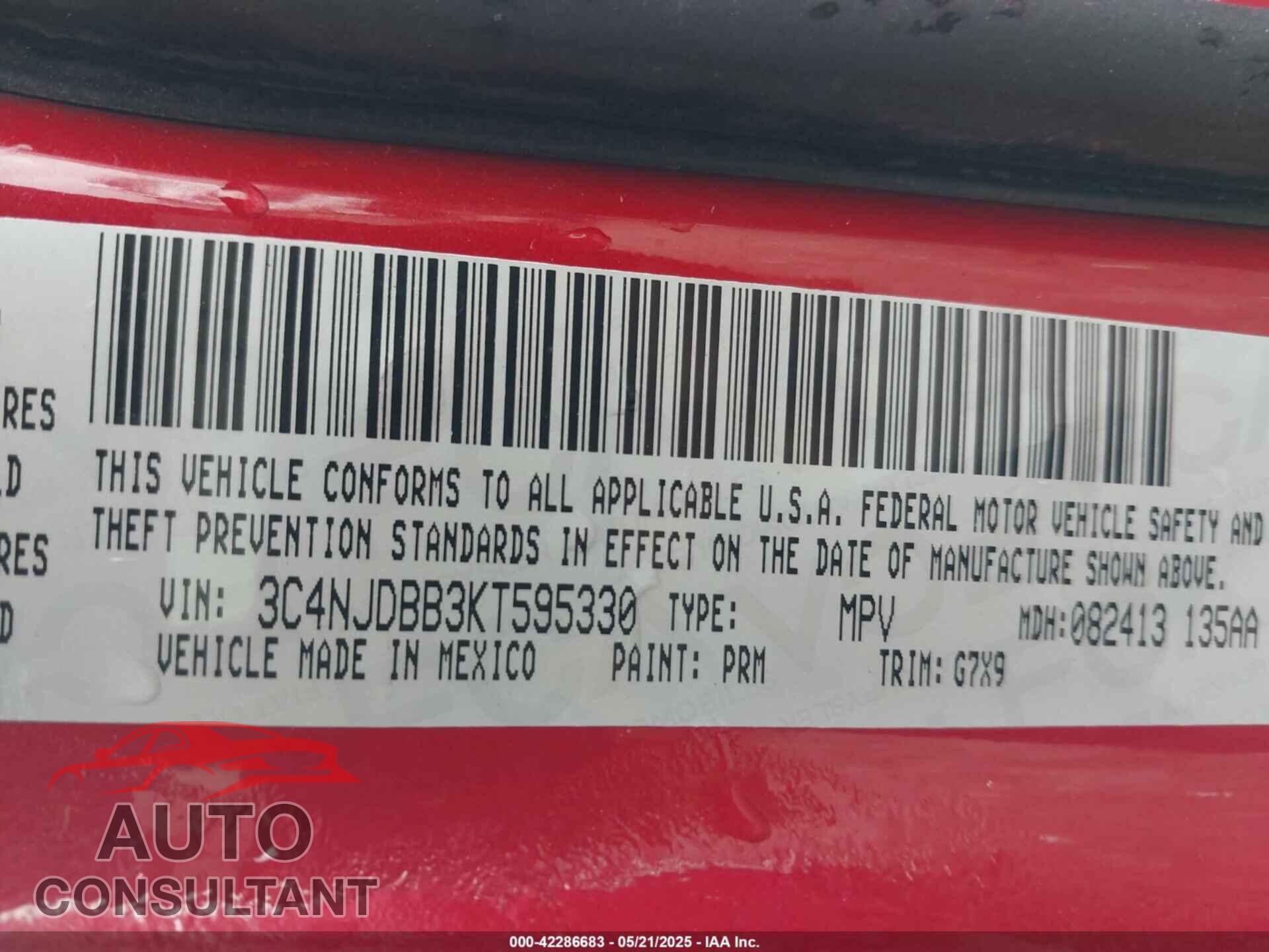 JEEP COMPASS 2019 - 3C4NJDBB3KT595330