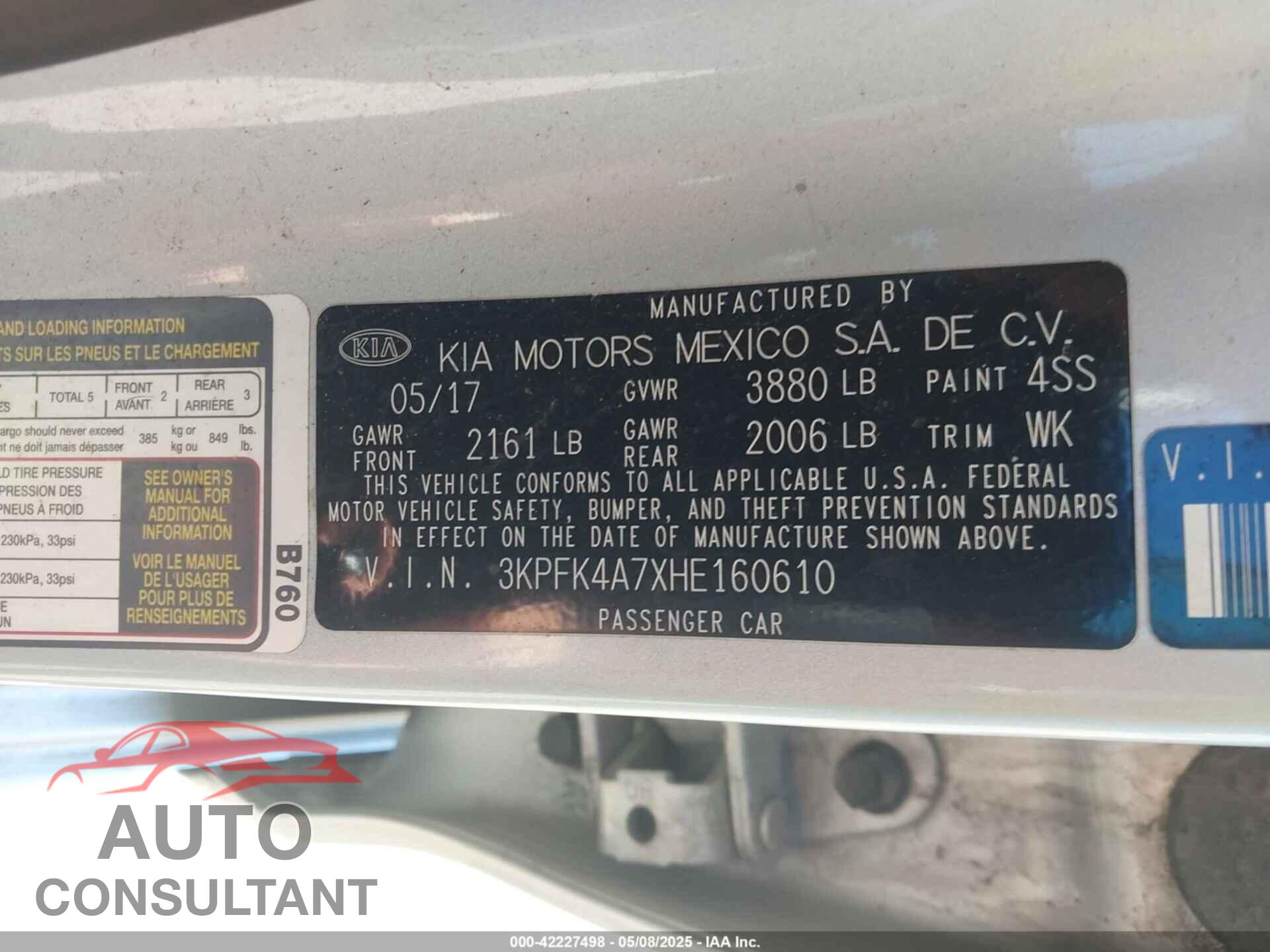 KIA FORTE 2017 - 3KPFK4A7XHE160610