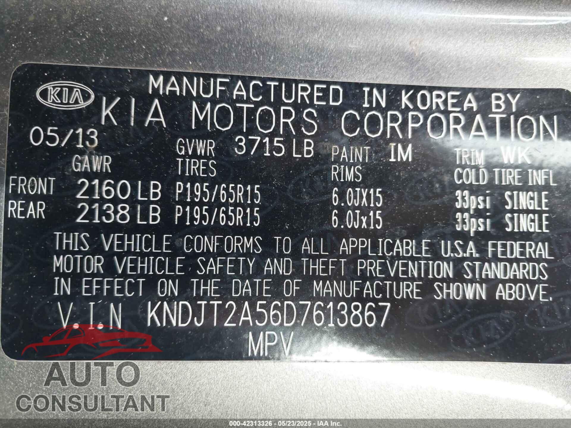 KIA SOUL 2013 - KNDJT2A56D7613867