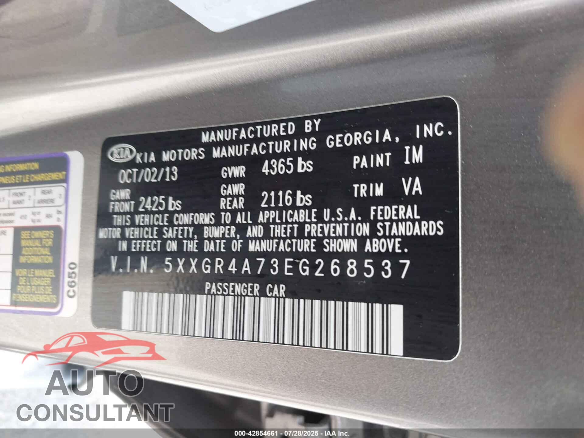 KIA OPTIMA 2014 - 5XXGR4A73EG268537