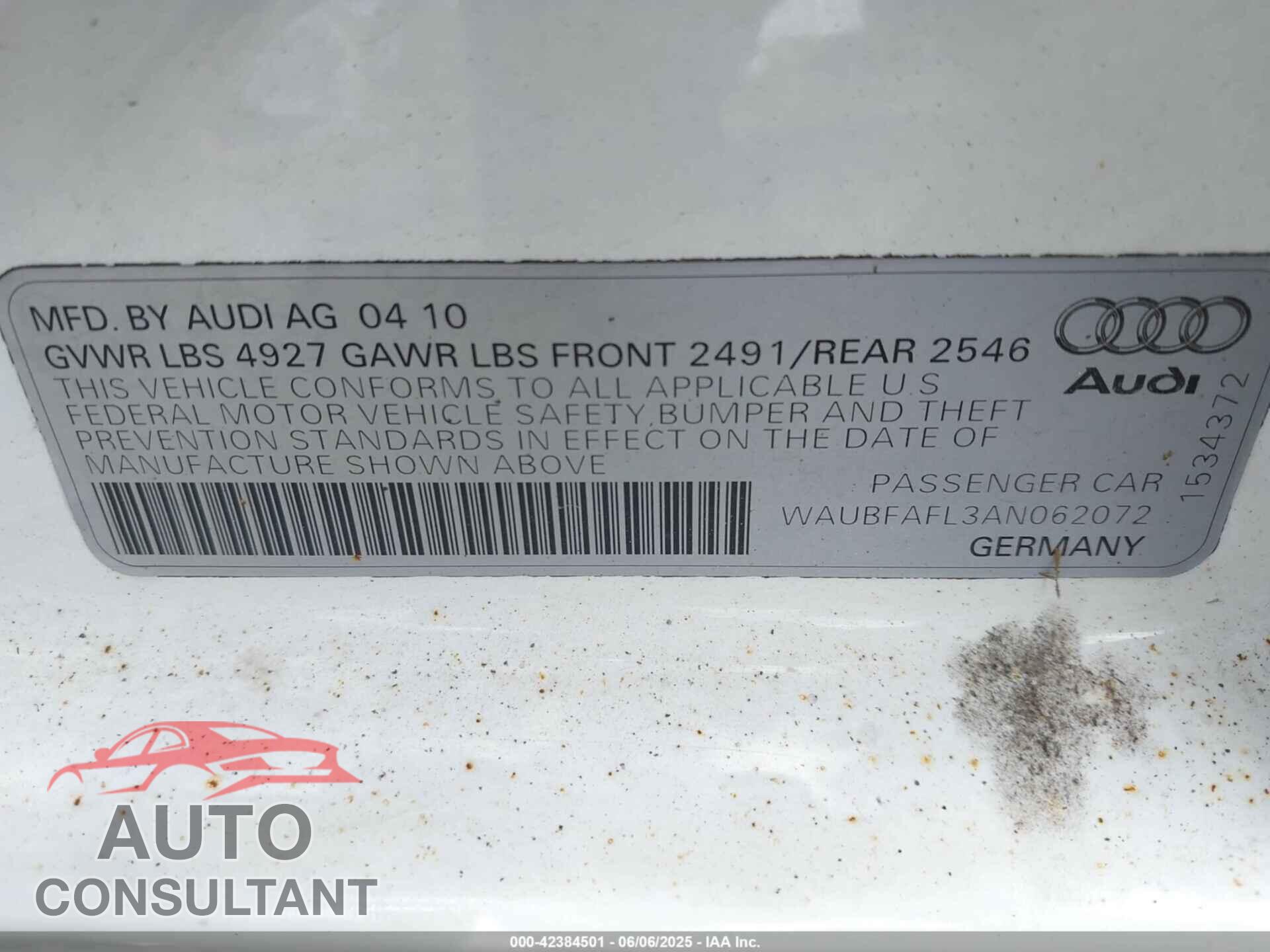 AUDI A4 2010 - WAUBFAFL3AN062072