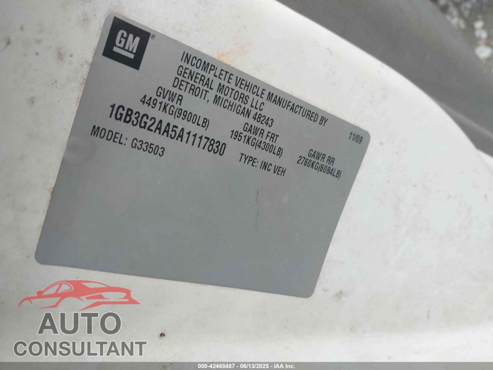 CHEVROLET EXPRESS CUTAWAY 2010 - 1GB3G2AA5A1117830