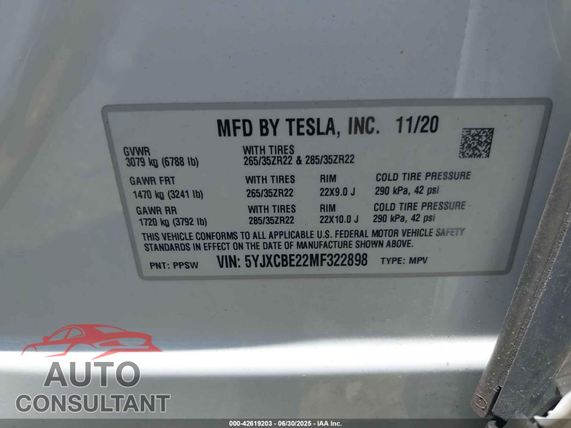 TESLA MODEL X 2021 - 5YJXCBE22MF322898