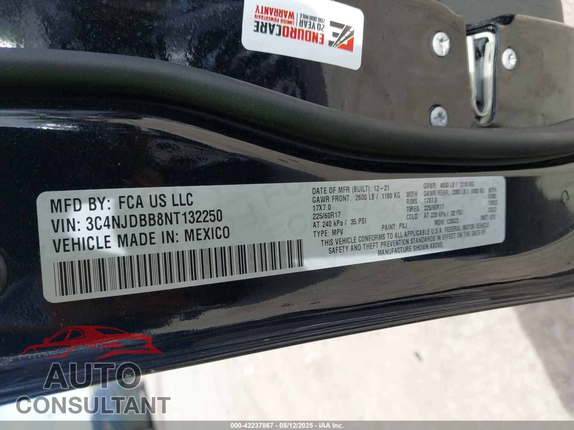JEEP COMPASS 2022 - 3C4NJDBB8NT132250
