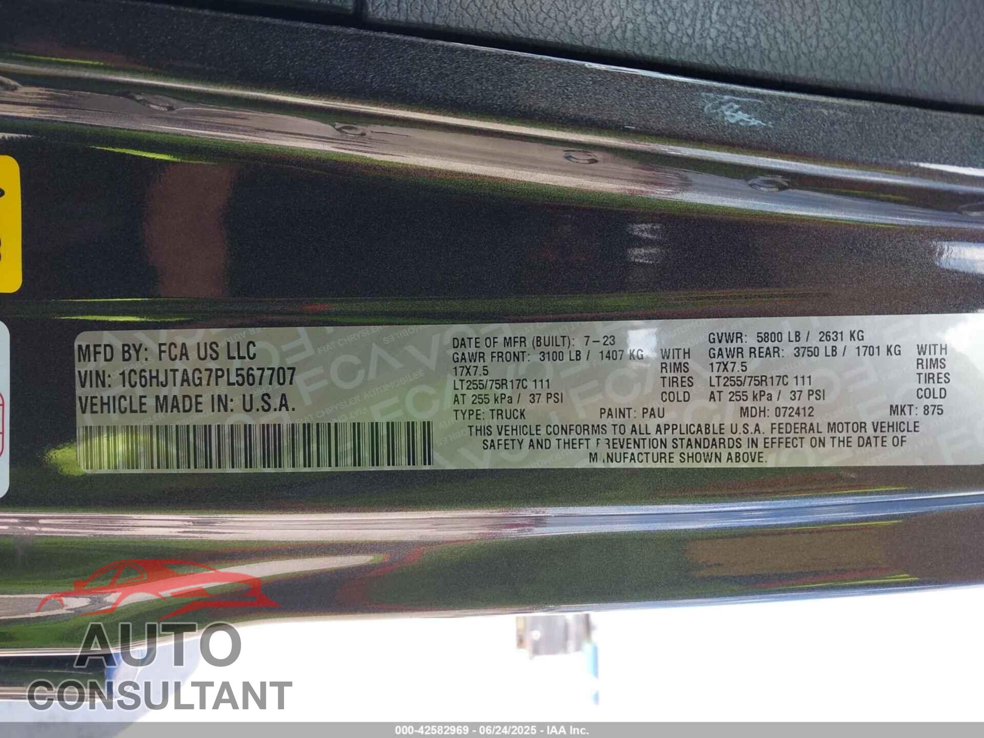 JEEP GLADIATOR 2023 - 1C6HJTAG7PL567707