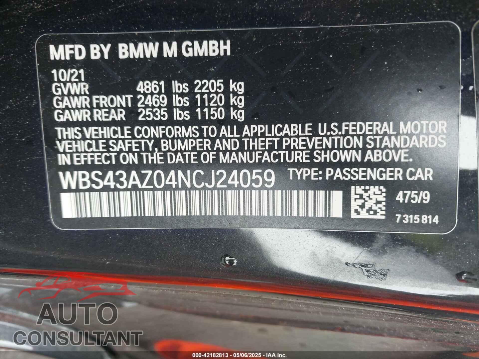 BMW M4 2022 - WBS43AZ04NCJ24059
