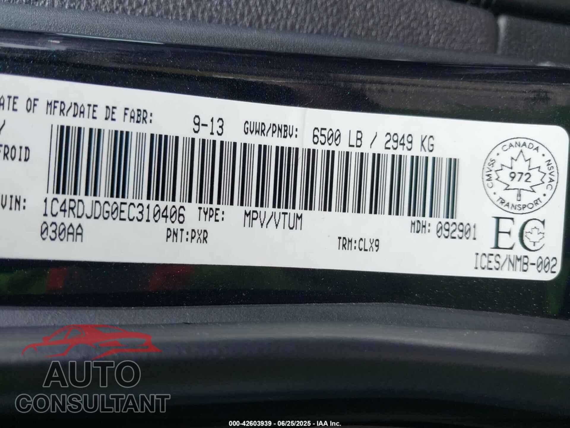 DODGE DURANGO 2014 - 1C4RDJDG0EC310406